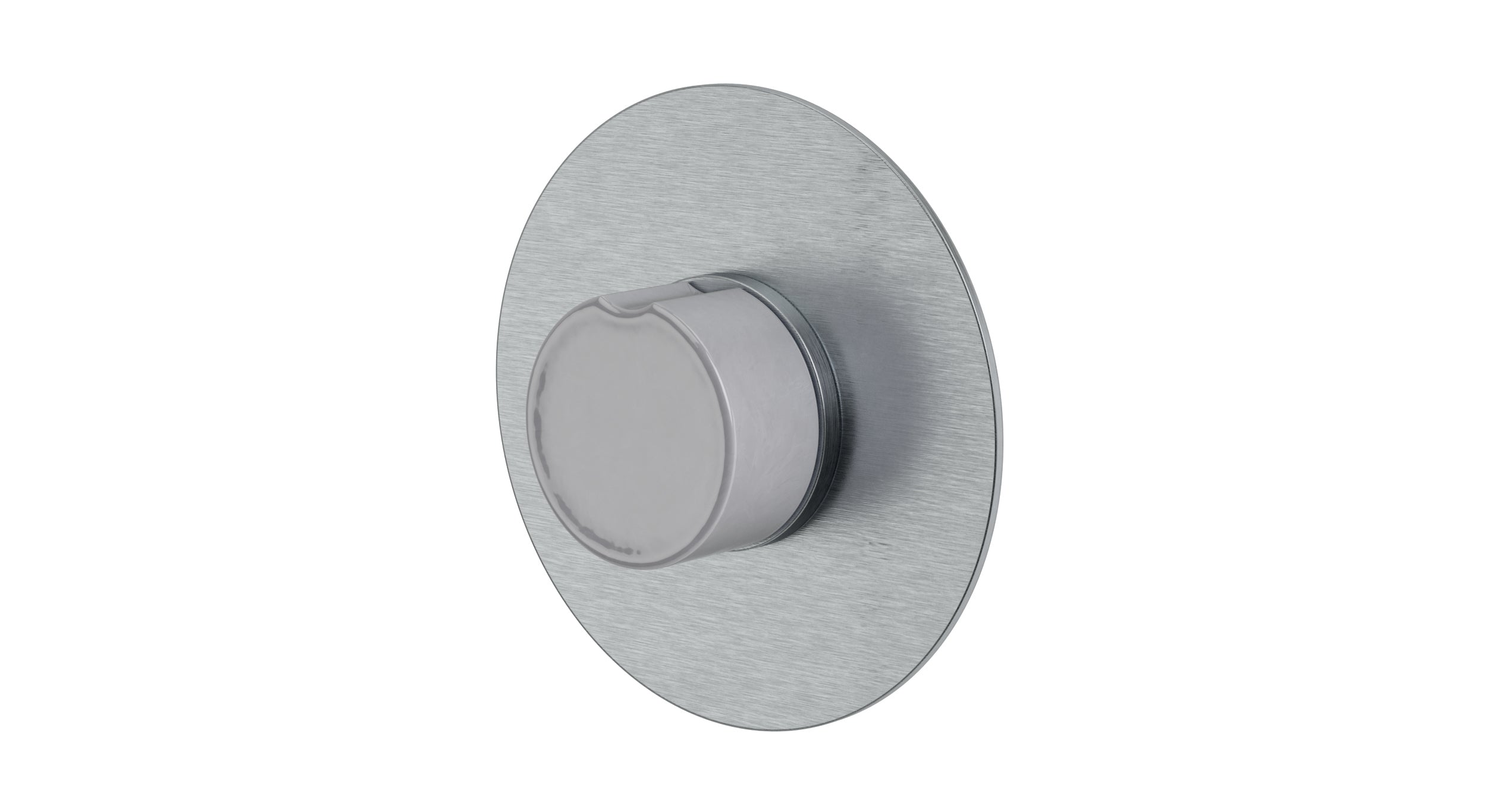 Foundry One Handle Wall Mount Shower Trim with Groove Ceramic Knob Handle in Satin Chrome