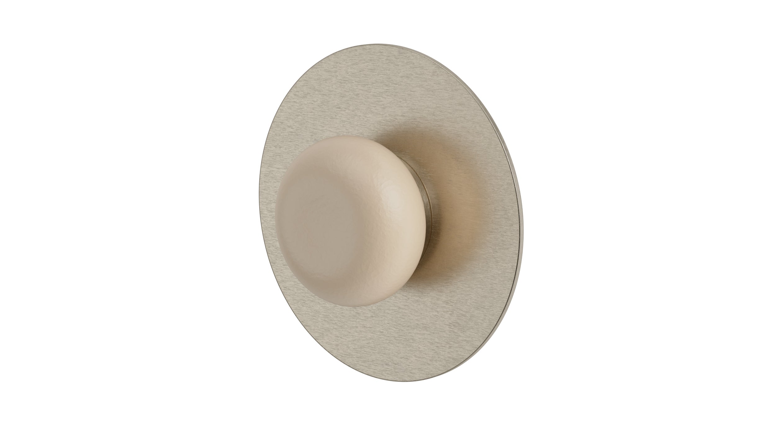 Foundry One Handle Wall Mount Shower Trim with Pebble Ceramic Knob Handle in Satin Nickel