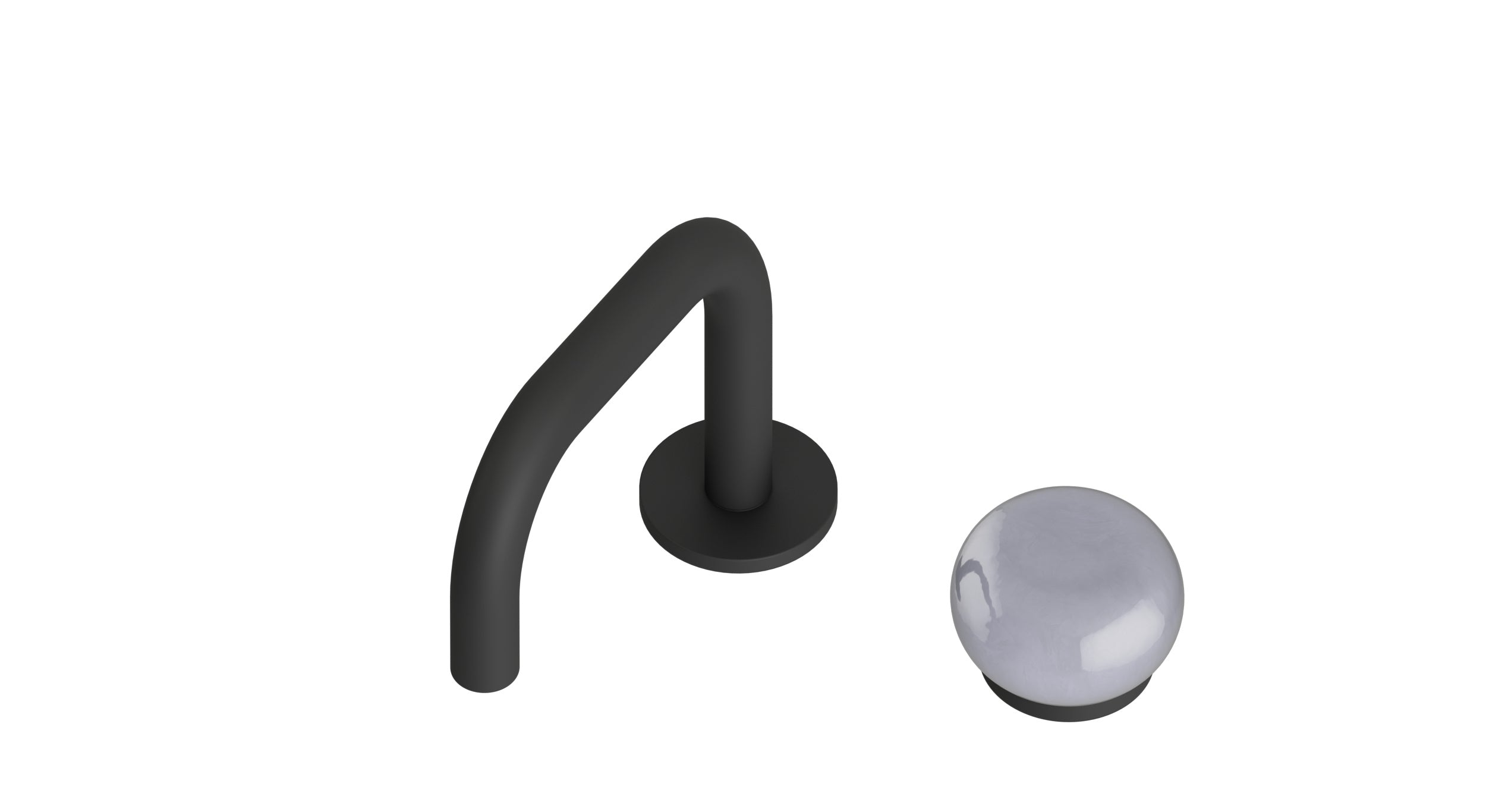 Foundry One Handle Deck Mount Squaretop Lavatory Faucet with Pebble Ceramic Knob Handle in Matte Black
