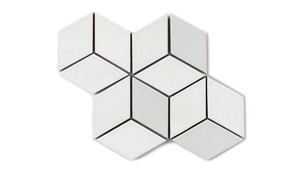 Small Diamond Sheeted - Escher Original Ceramic Mosaic Tile in Frost Gloss