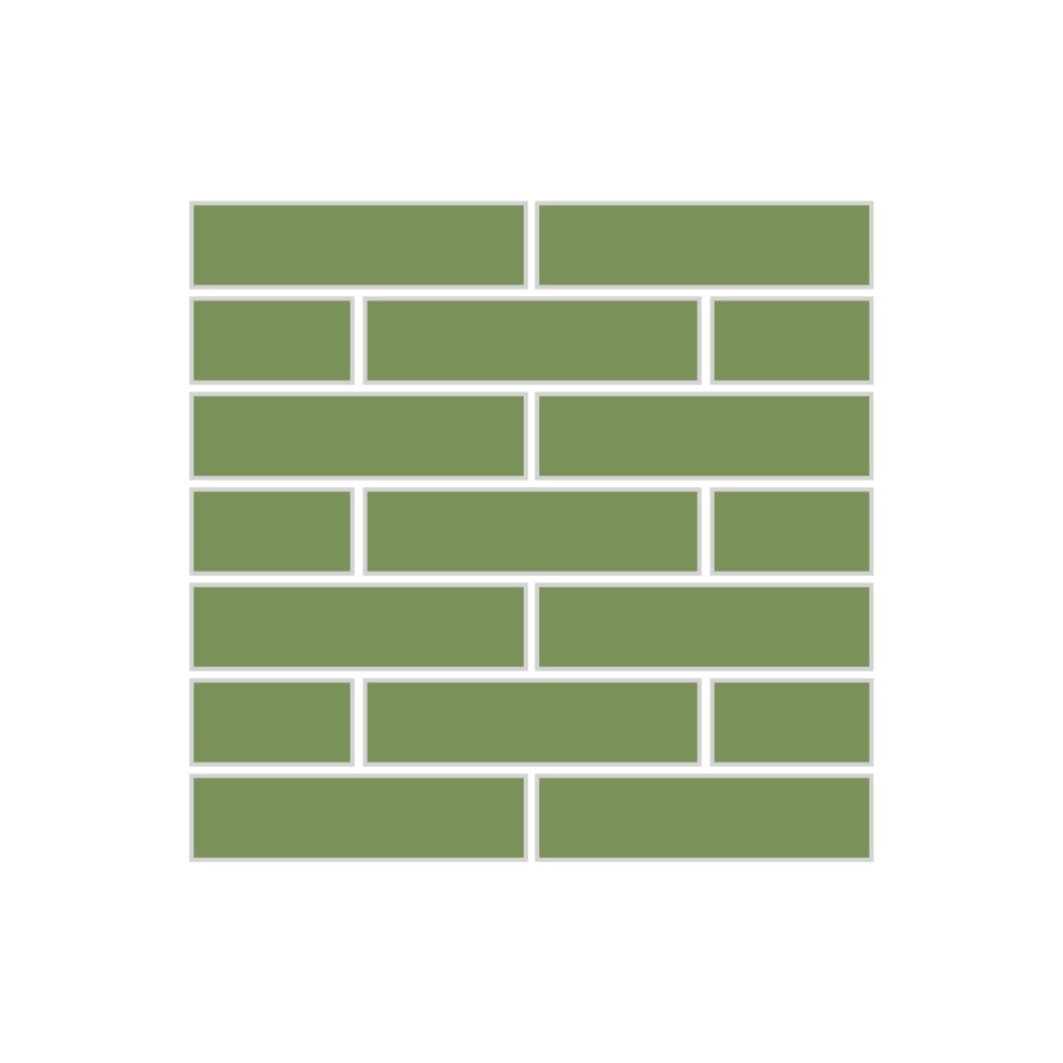 1x4 Half Offset Sheeted Original Ceramic Mosaic Tile in Kelp Matte