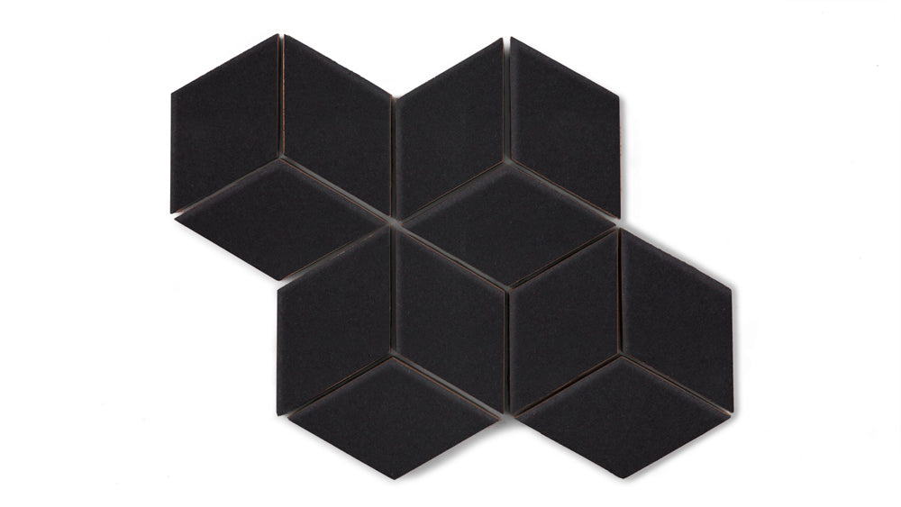 Small Diamond Sheeted - Escher Original Ceramic Mosaic Tile in Raven Matte