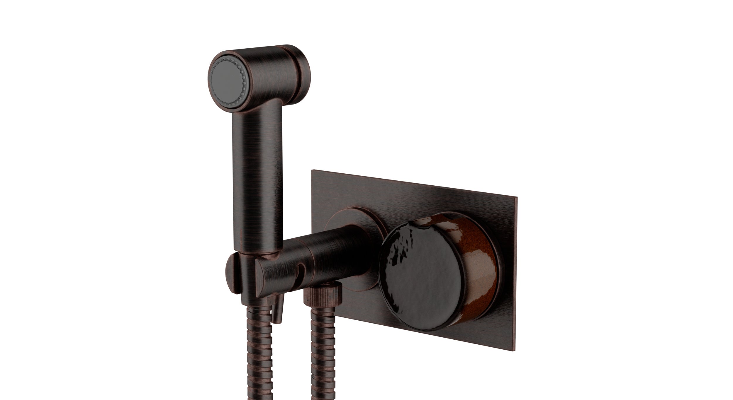 Foundry One Handle Wall Mount Bidet Trim with Groove Ceramic Knob Handle in Antique Bronze