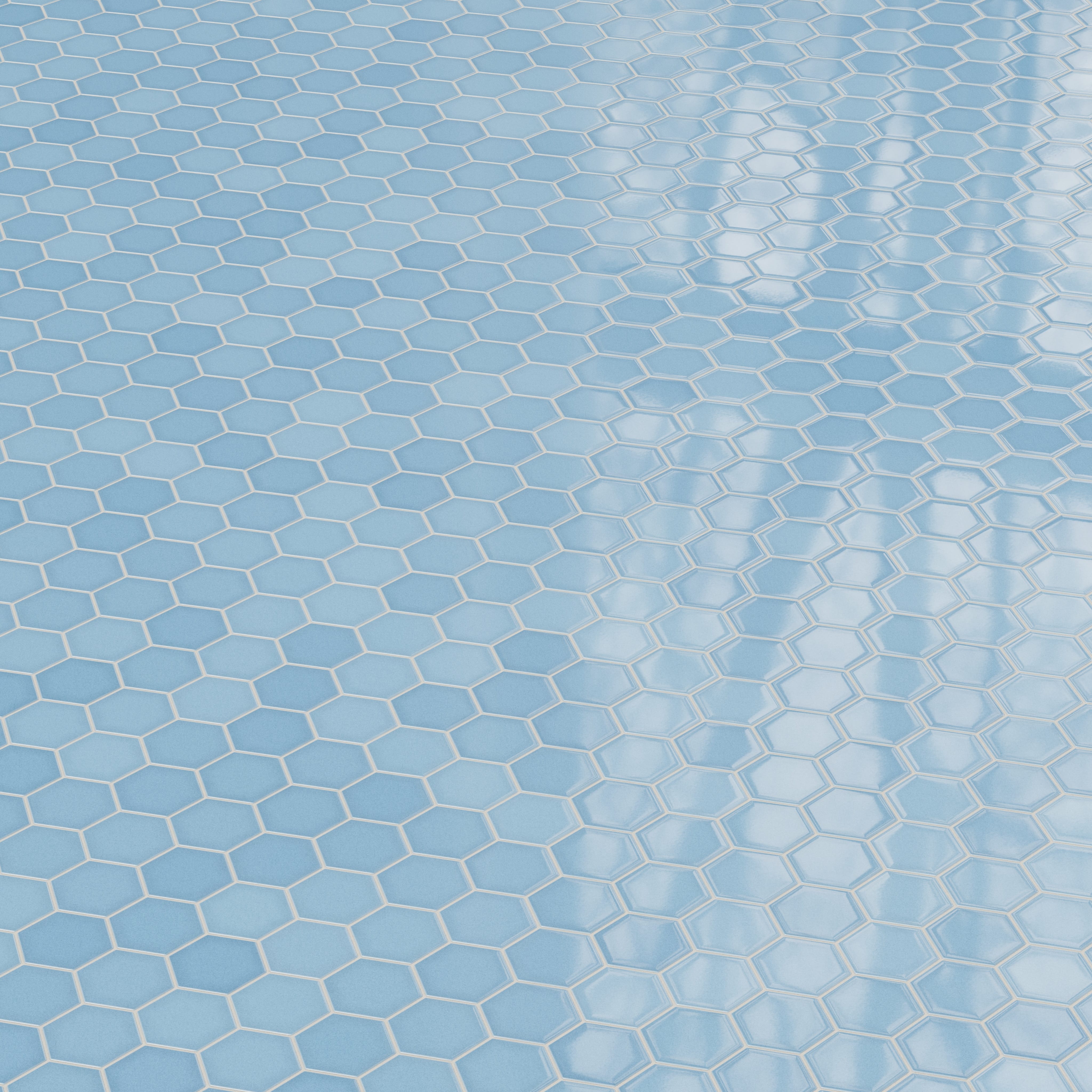 4" Hexagon Original Ceramic Tile in Caribbean Sea Gloss
