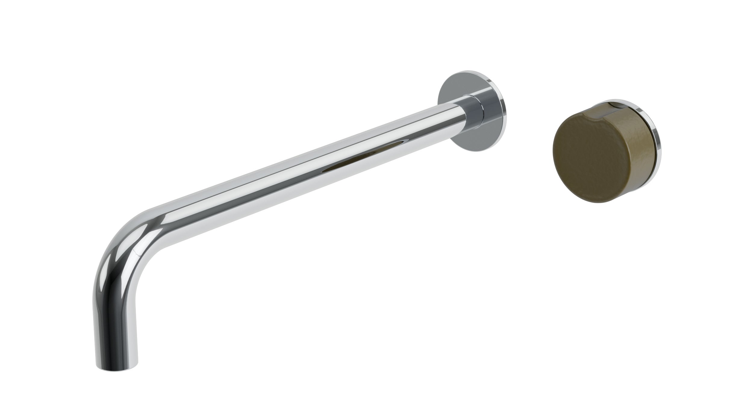 Foundry One Handle Wall Mount 12" Lavatory Faucet with Pebble Ceramic Knob Handle in Polished Chrome
