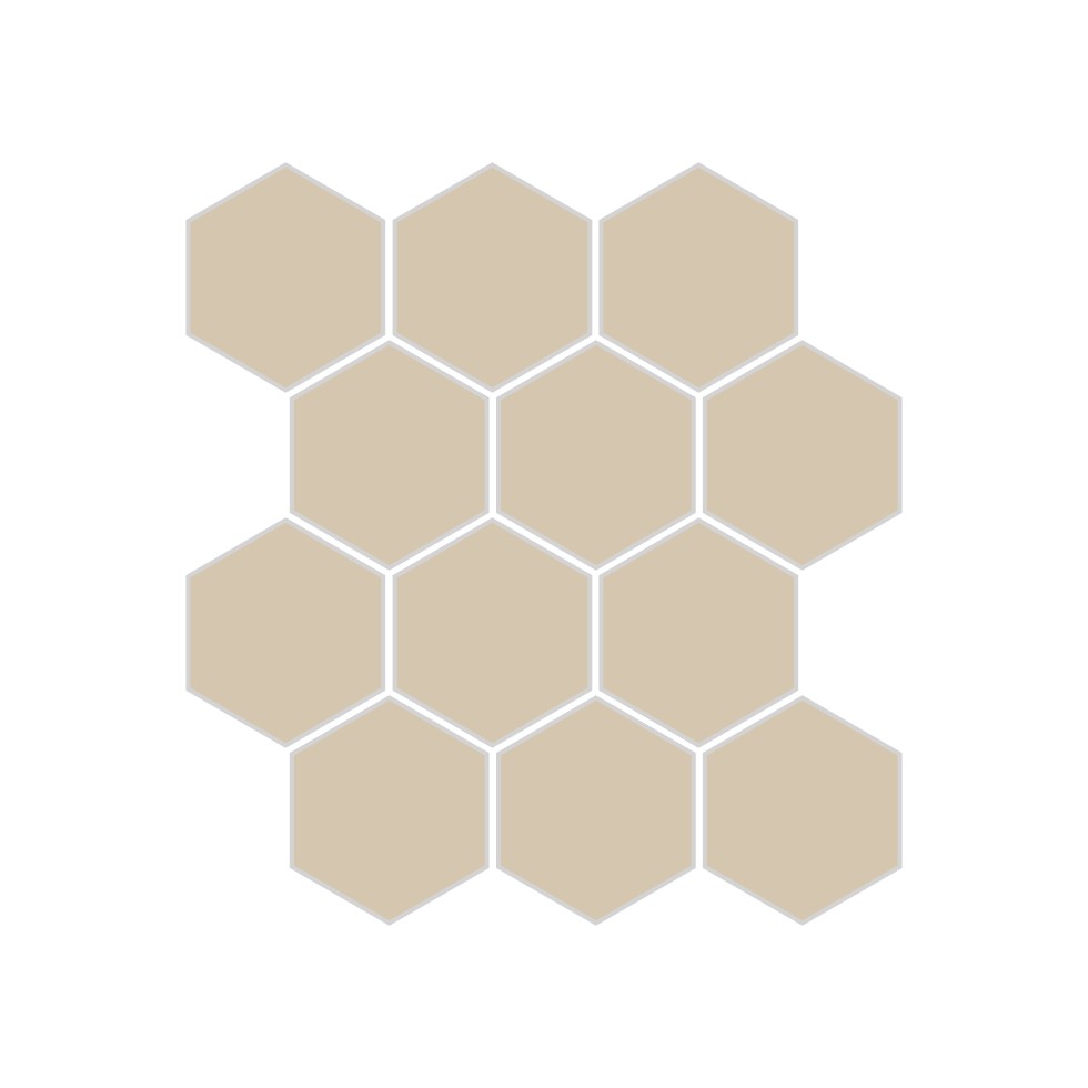 2" Hexagon Sheeted Original Ceramic Mosaic Tile in Dolomite Gloss
