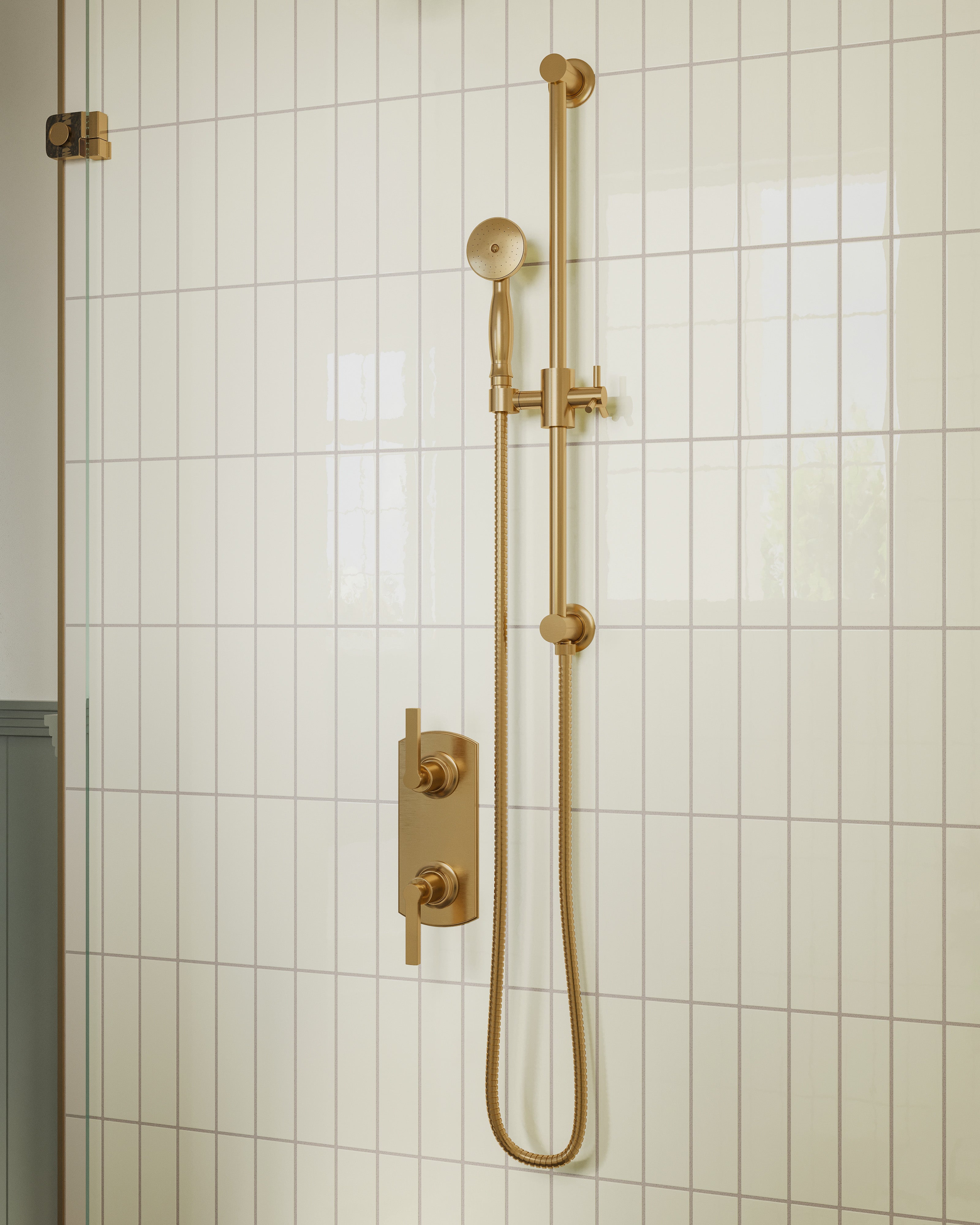 Emerson Positioning Bar Kit - Less Hand Shower in Satin Brass