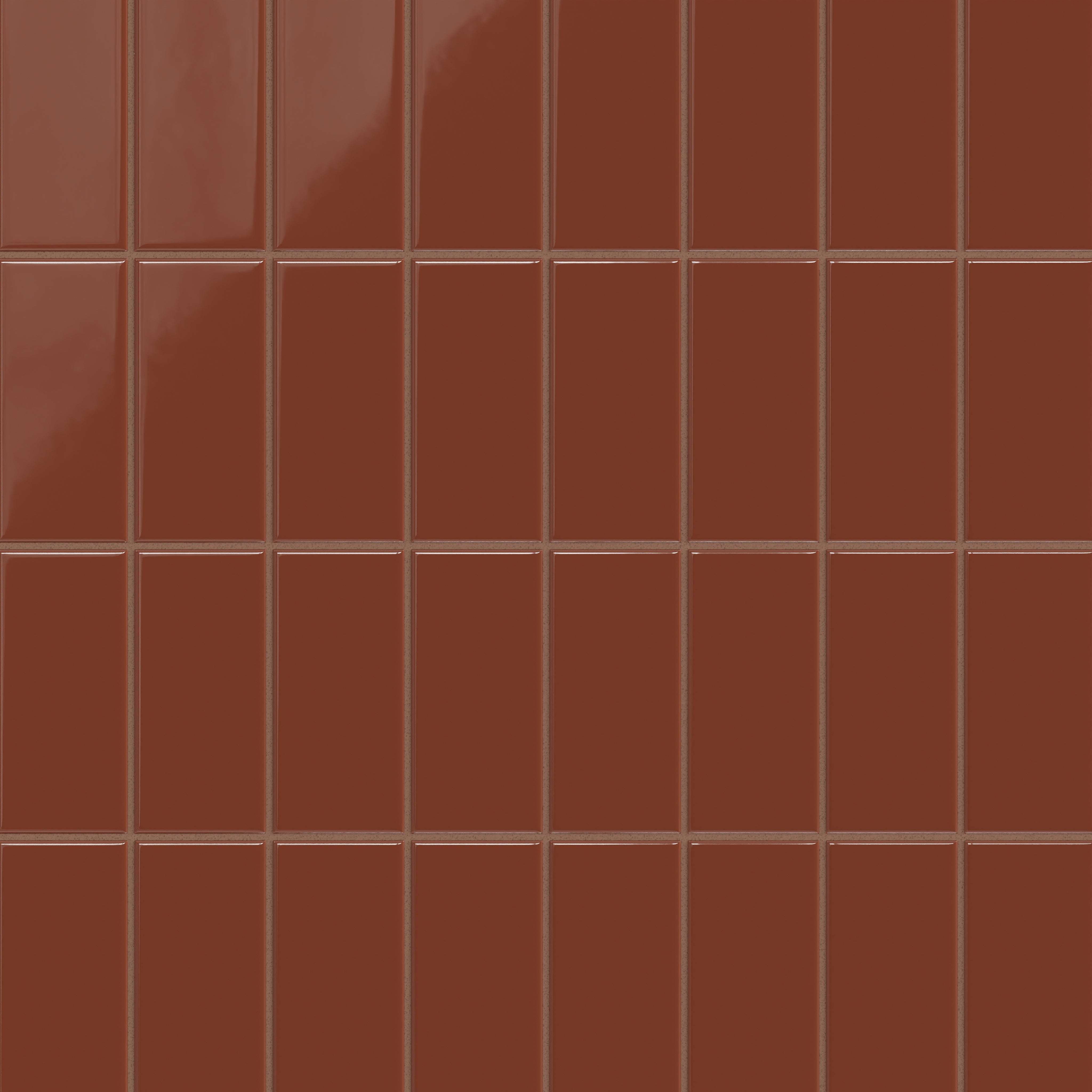 3x6 Natural Press Ceramic Tile in Red Iron Oxide Gloss