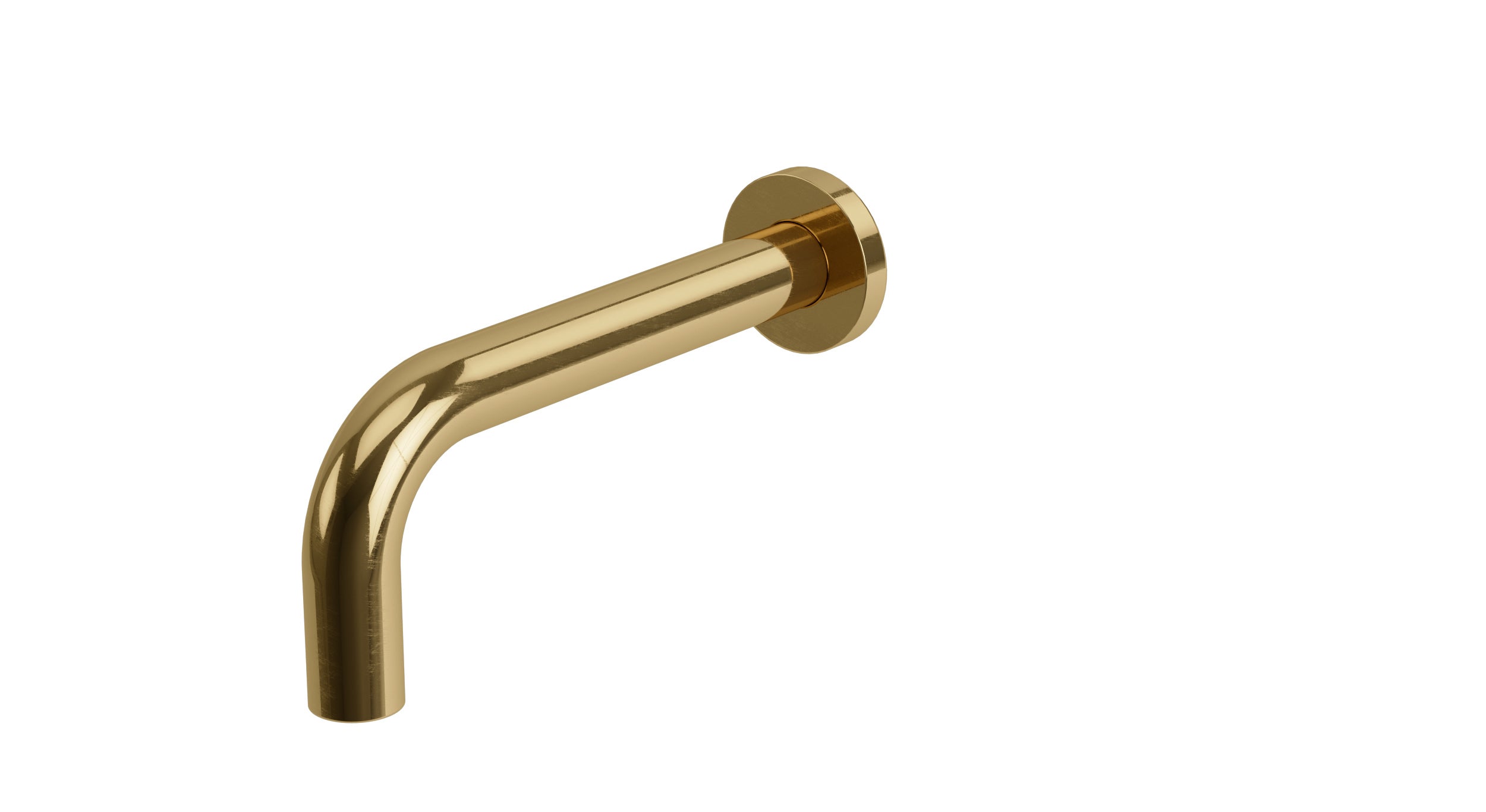 Contour Wall Mount 7.5" Spout in Uncoated Polished Brass
