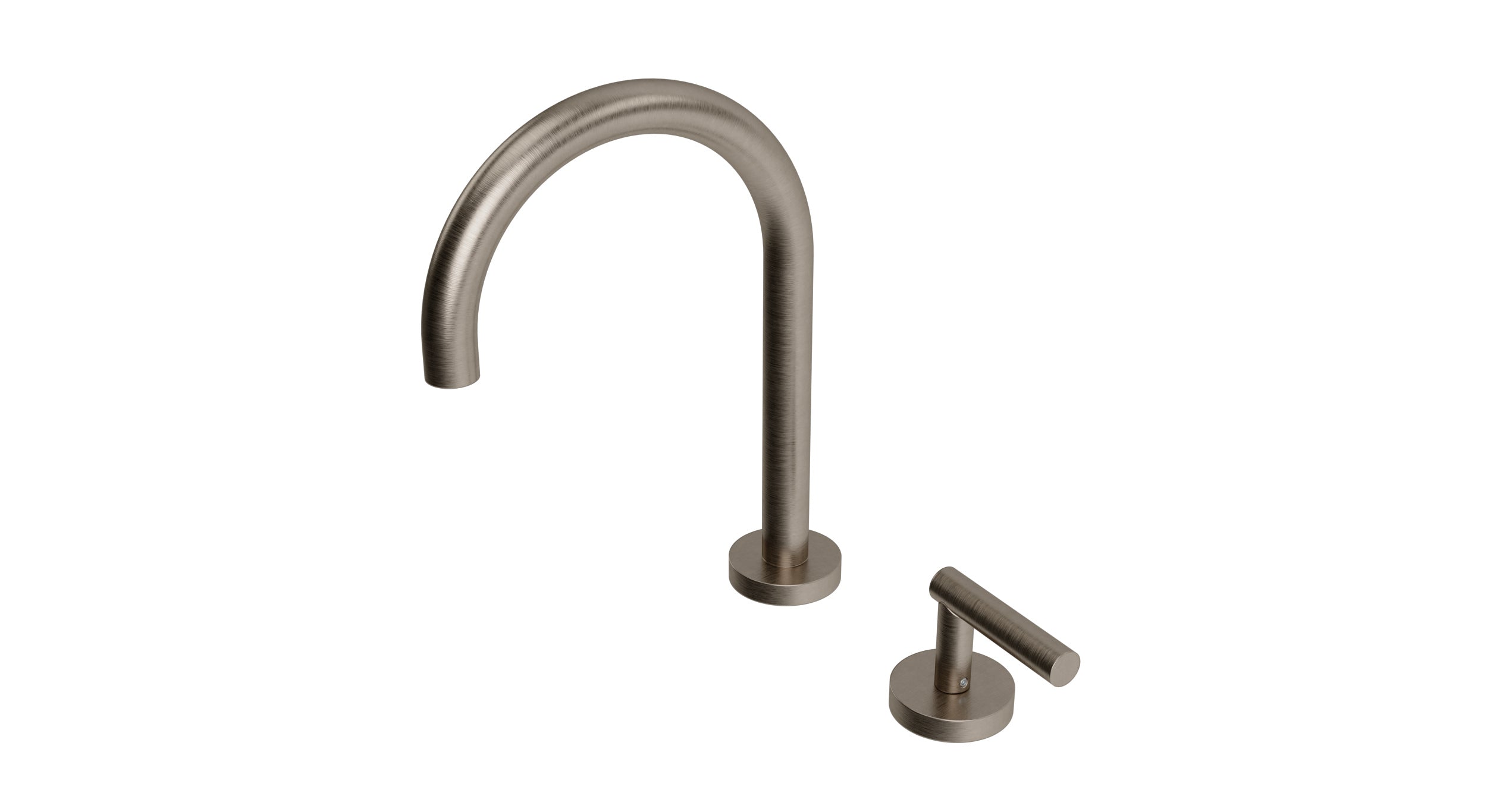 Contour One Handle Deck Mount Gooseneck Lavatory Faucet with Soft Lever Handle in Antique Nickel