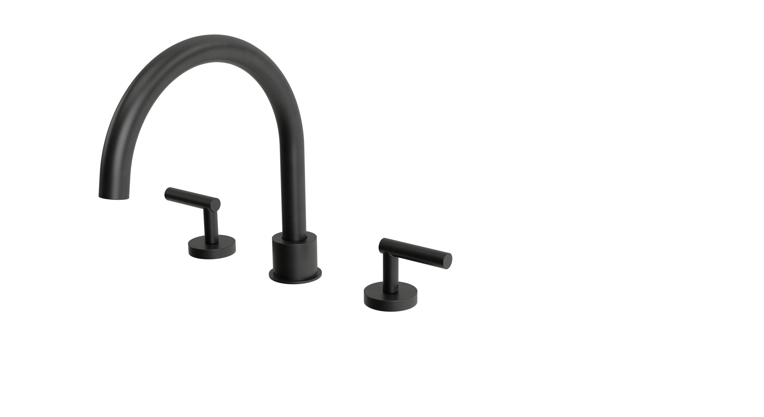 Contour Two Handle Deck Mount Gooseneck Bath Trim with Soft Lever Handles in Oil Rubbed Bronze