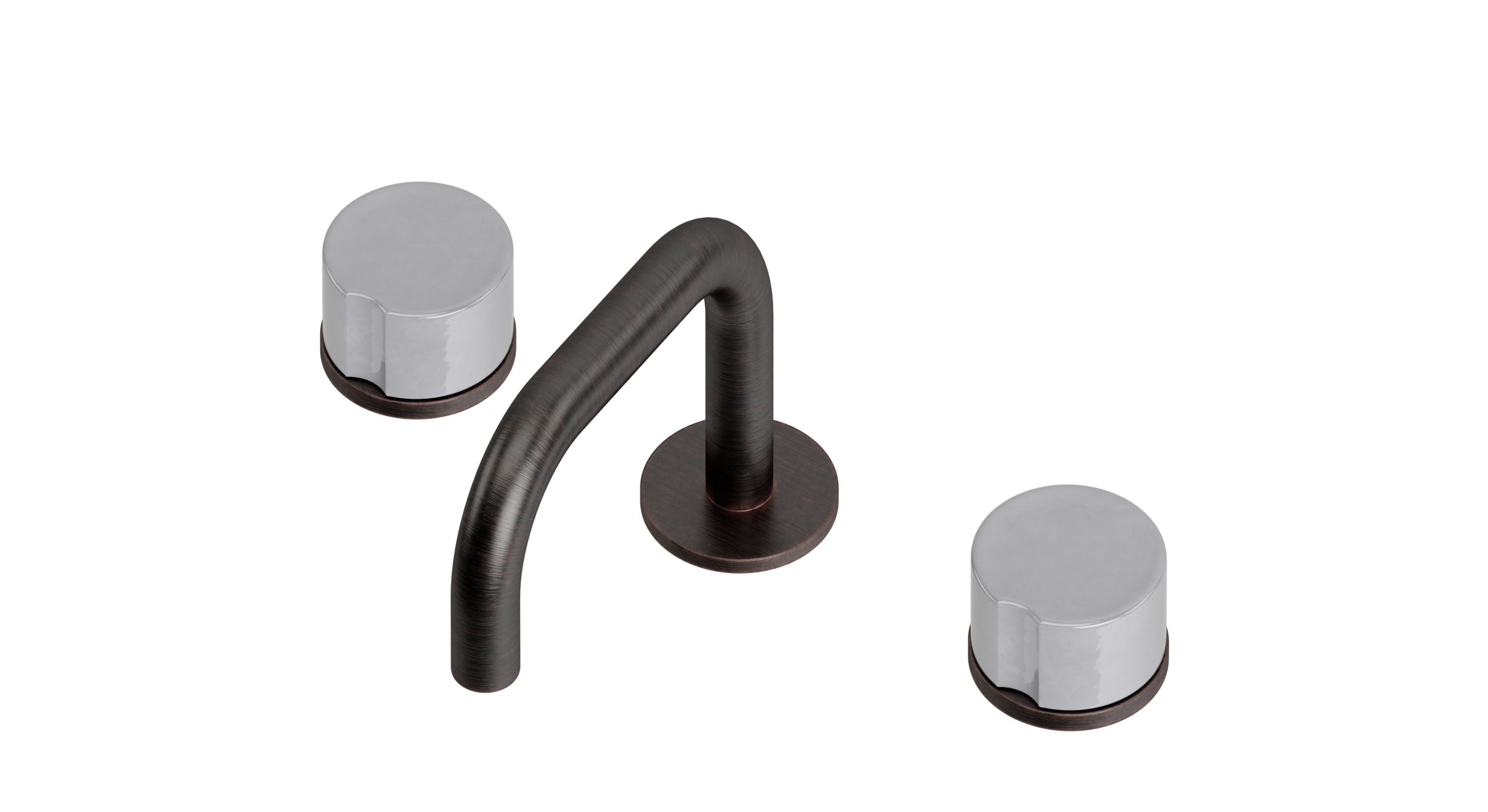 Foundry Two Handle Deck Mount Squaretop Lavatory Faucet with Groove Ceramic Knob Handles in Antique Bronze
