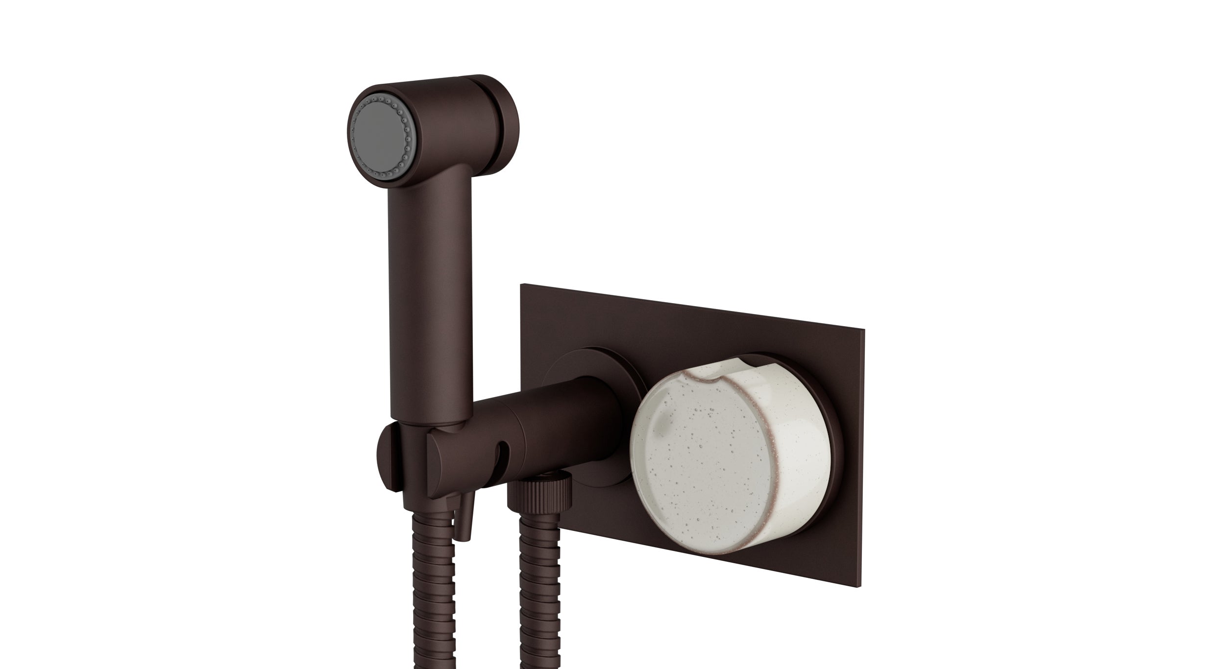 Foundry One Handle Wall Mount Bidet Trim with Groove Ceramic Knob Handle in Architectural Copper
