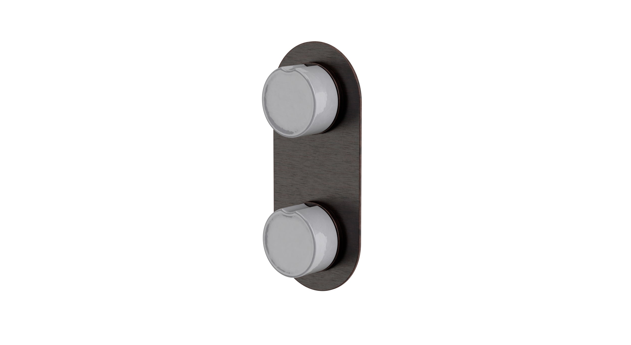 Foundry Two Handle Wall Mount Shower Trim with Groove Ceramic Knob Handles in Antique Bronze