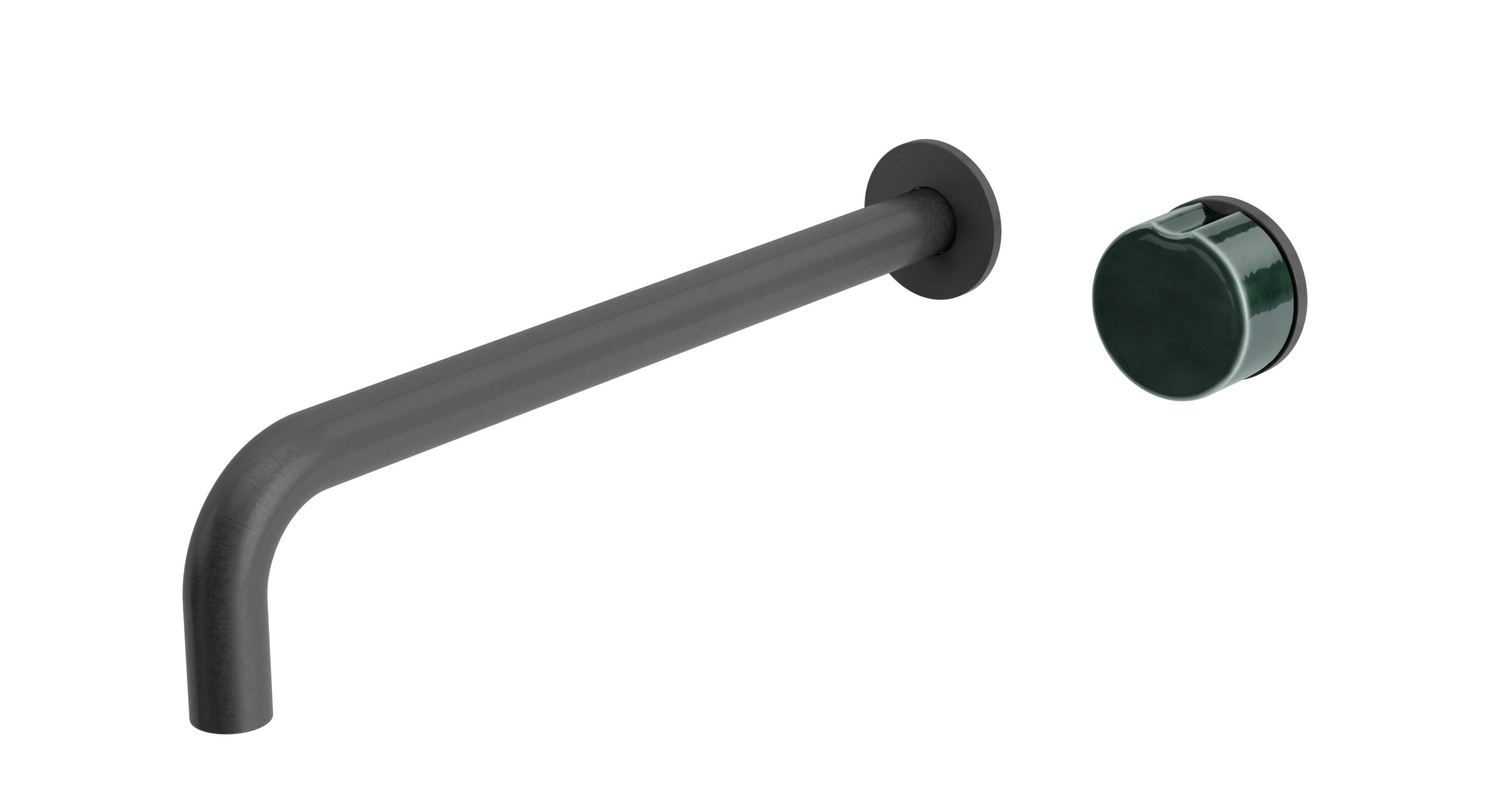 Foundry One Handle Wall Mount 12" Lavatory Faucet with Groove Ceramic Knob Handle in Blackened Nickel