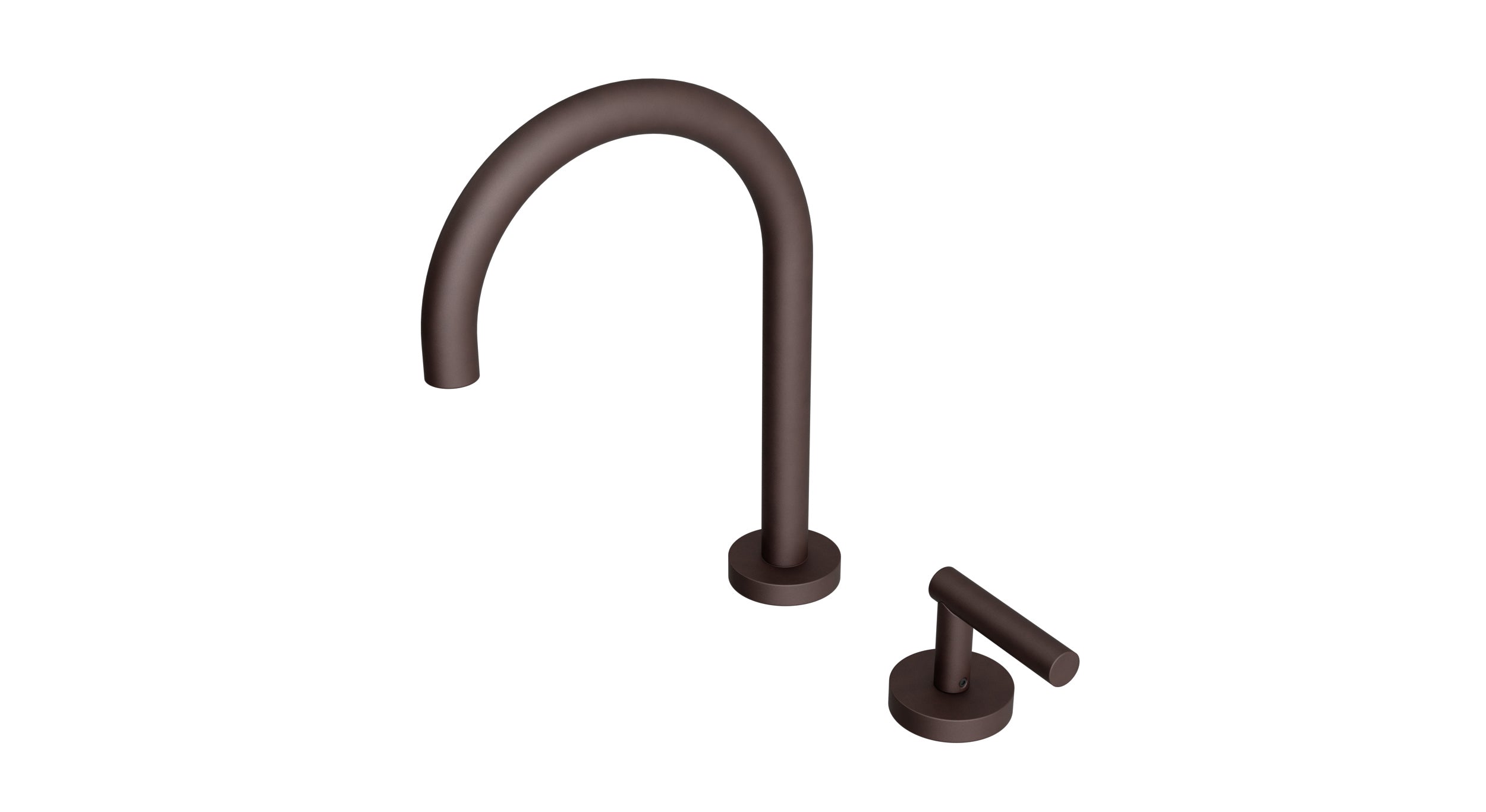 Contour One Handle Deck Mount Gooseneck Lavatory Faucet with Soft Lever Handle in Architectural Copper