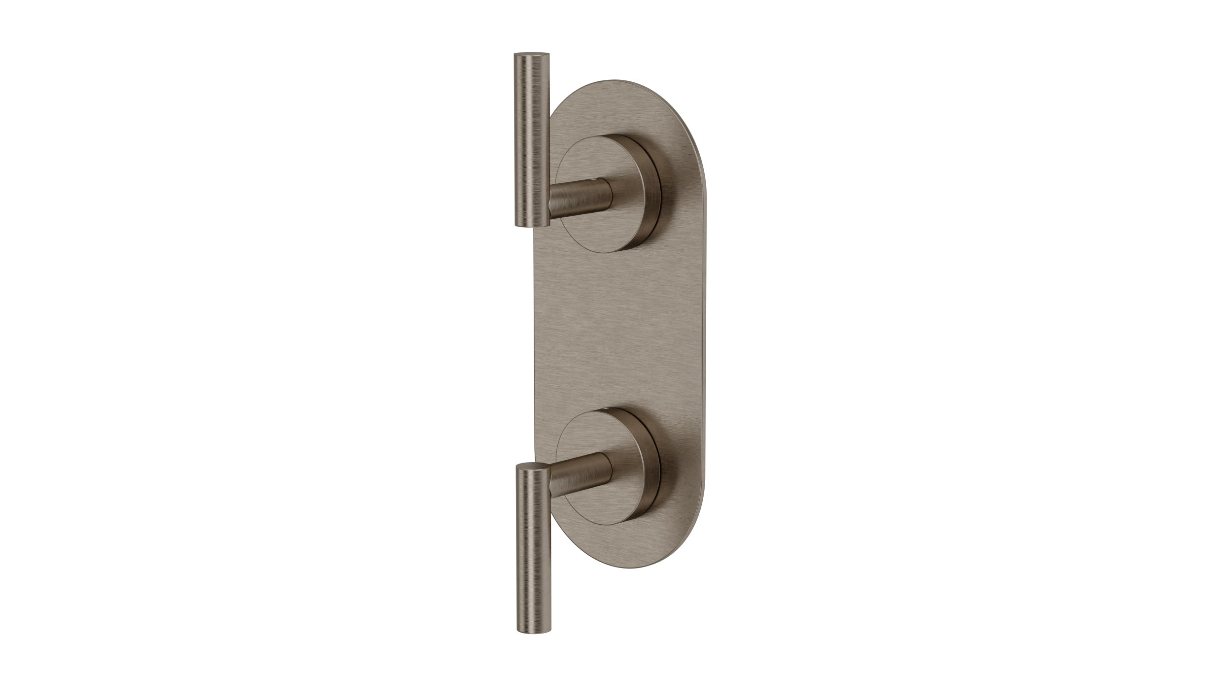 Contour Two Handle Wall Mount Shower Trim with Soft Lever Handles in Antique Nickel
