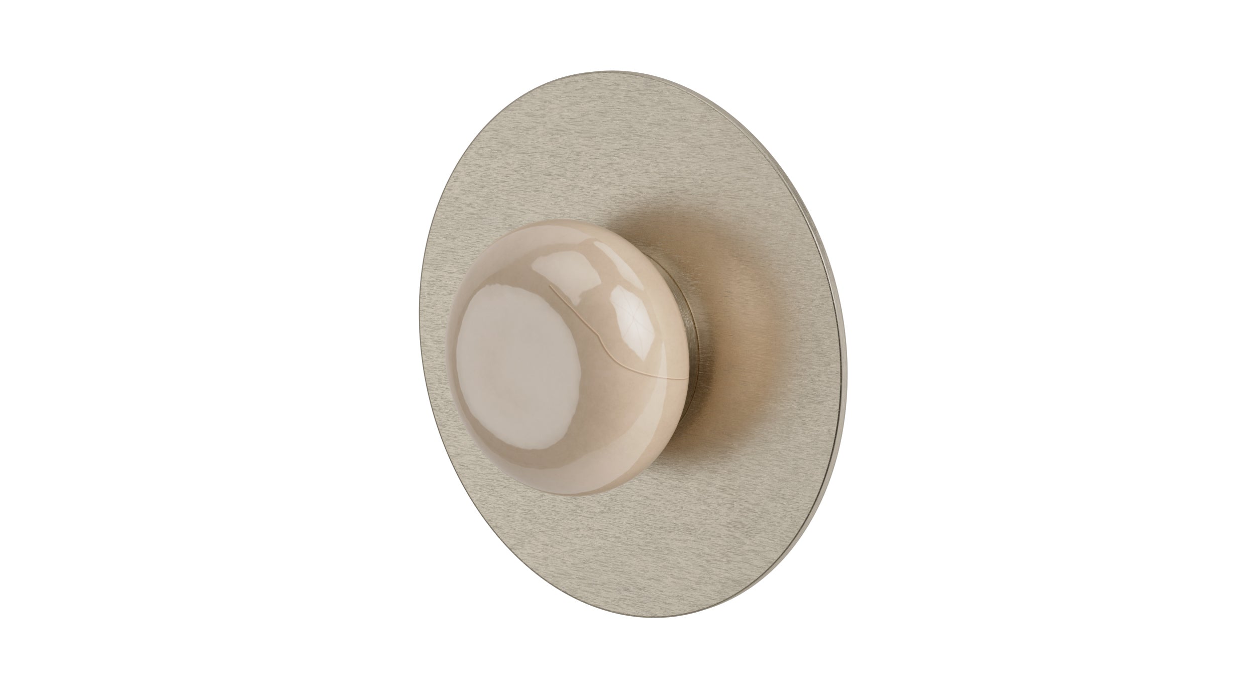 Foundry One Handle Wall Mount Shower Trim with Pebble Ceramic Knob Handle in Satin Nickel
