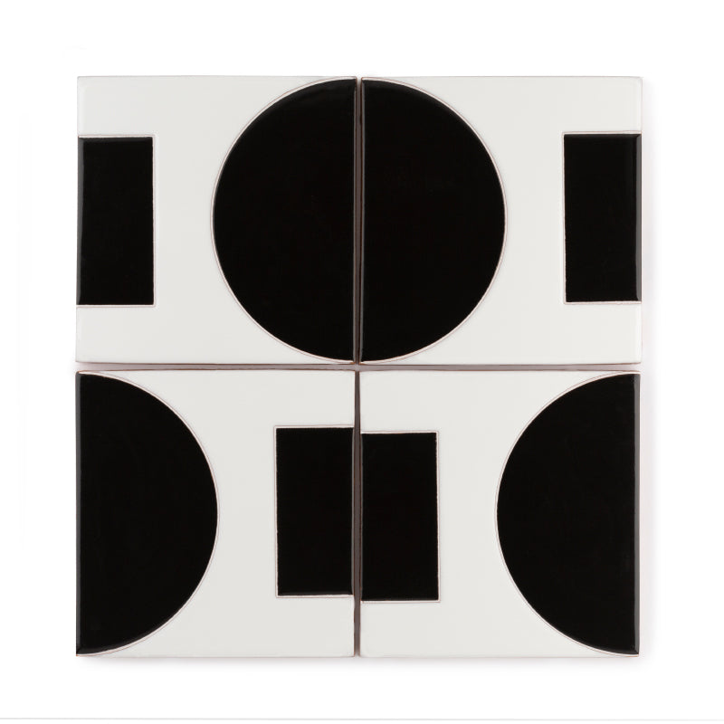 6x6 Handpainted Tile Dot Dash 6 in Charcoal