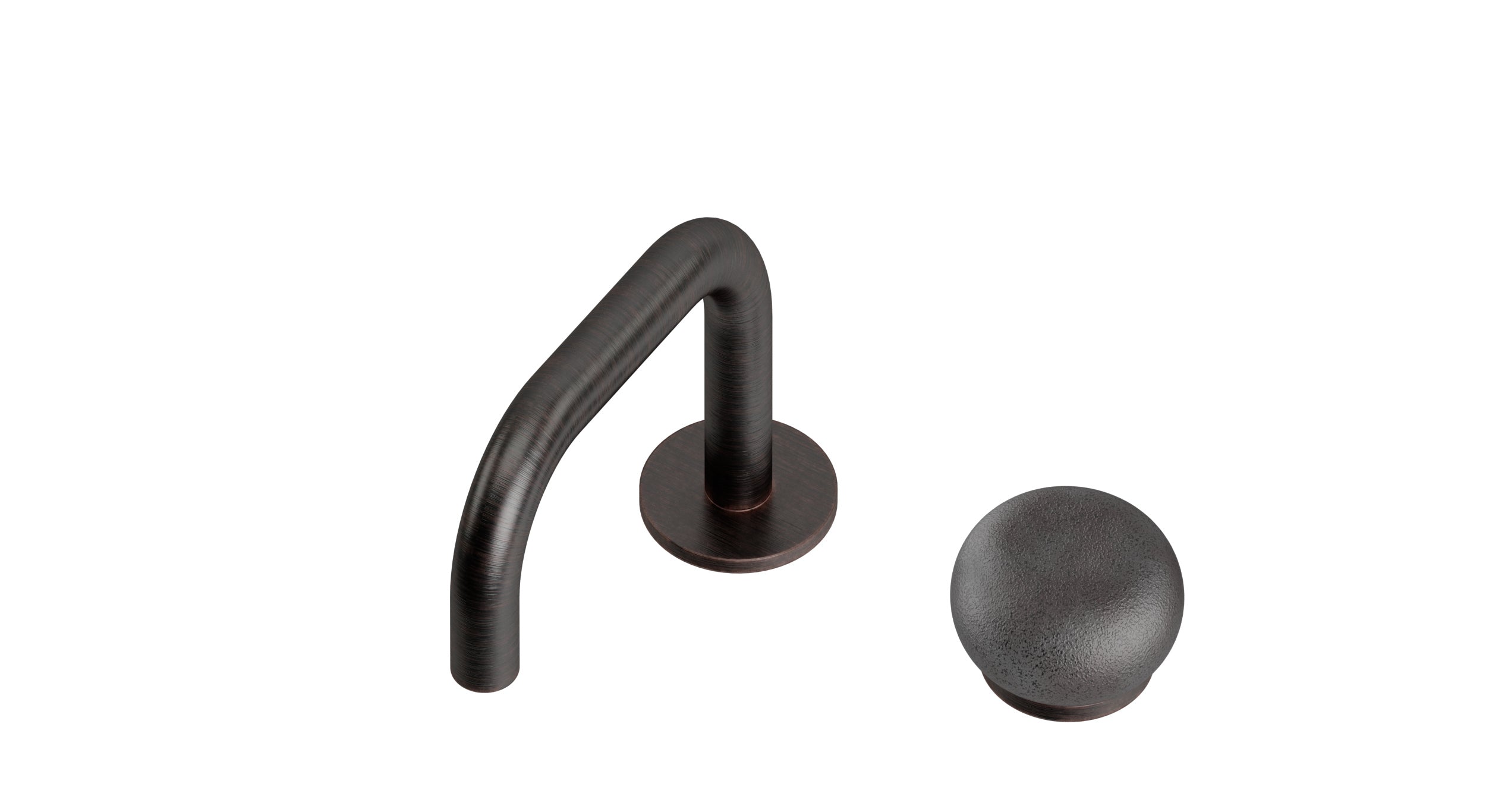 Foundry One Handle Deck Mount Squaretop Lavatory Faucet with Pebble Ceramic Knob Handle in Antique Bronze