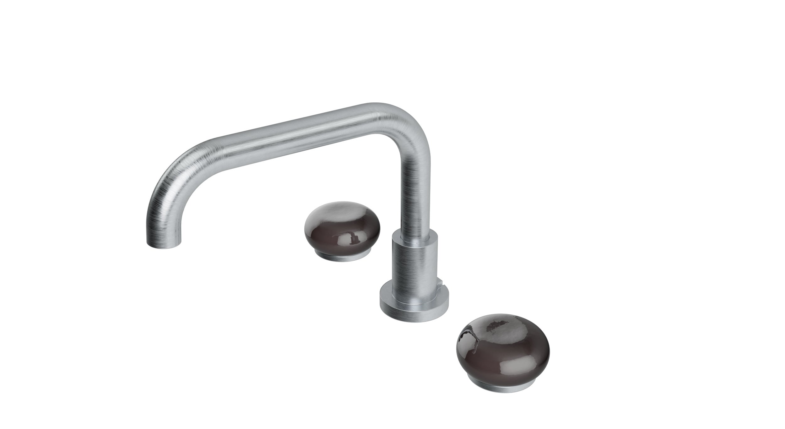 Foundry Two Handle Deck Mount Squaretop Bath Trim with Pebble Ceramic Knob Handles in Satin Chrome