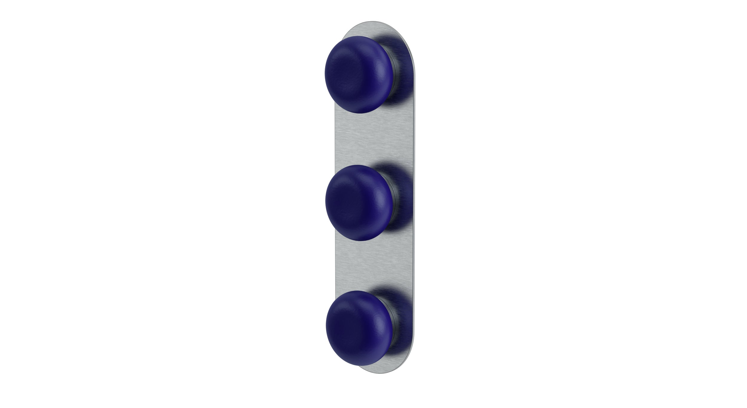 Foundry Three Handle Wall Mount Shower Trim with Pebble Ceramic Knob Handles in Satin Chrome