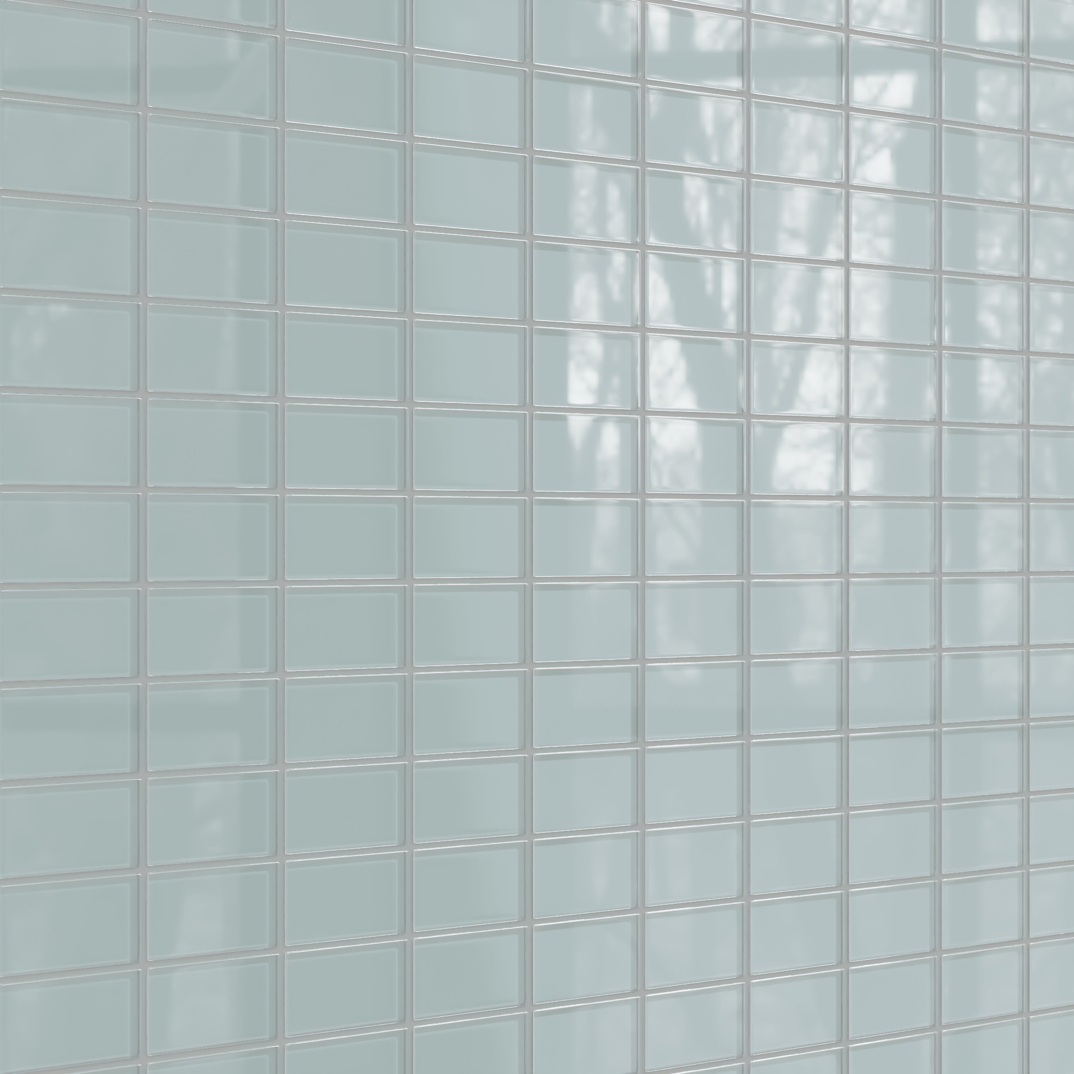 2x4 Straight Set Sheeted Glass Mosaic Tile in Great Blue Heron Gloss