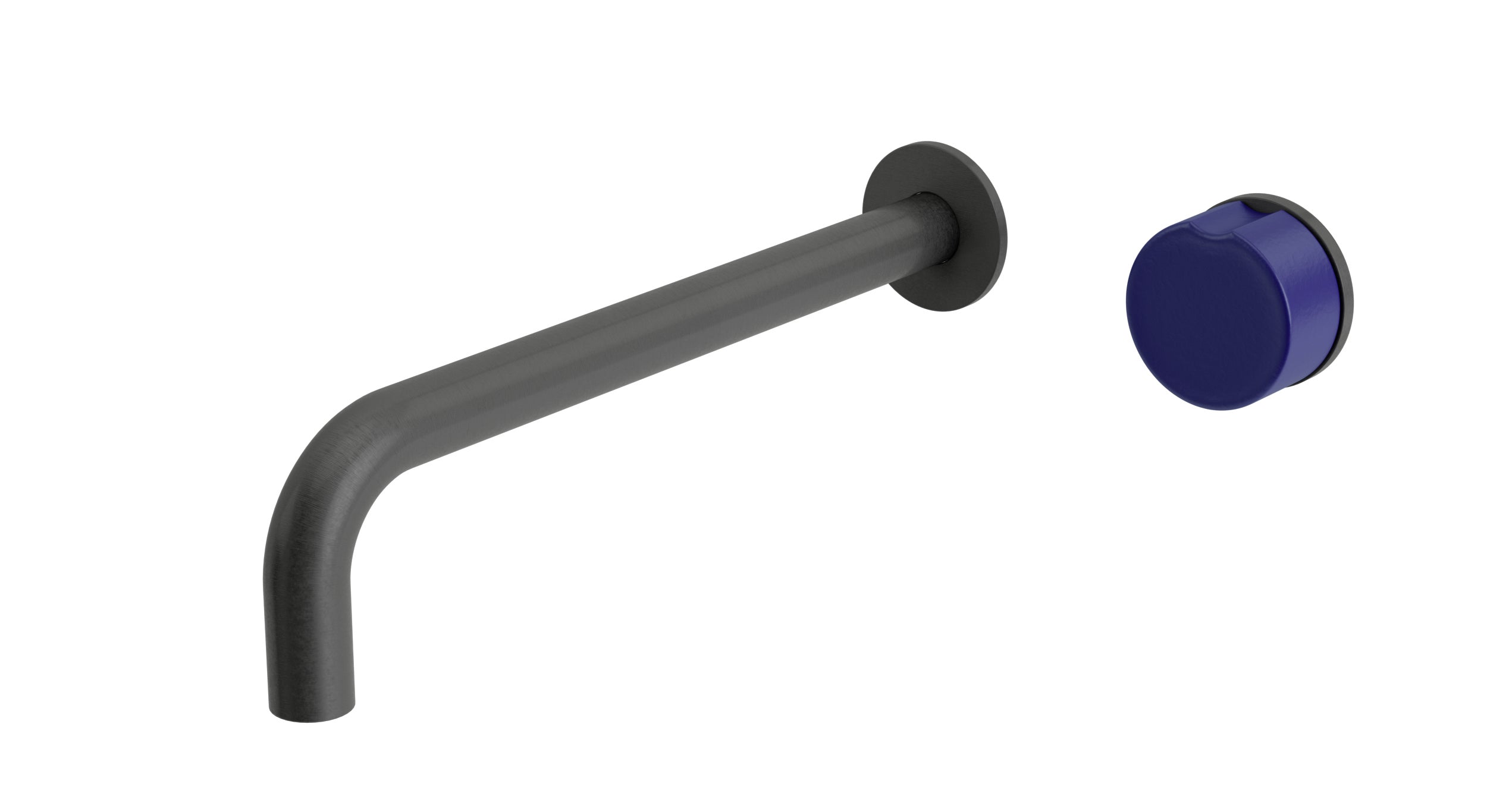 Foundry One Handle Wall Mount 10" Lavatory Faucet with Groove Ceramic Knob Handle in Blackened Nickel