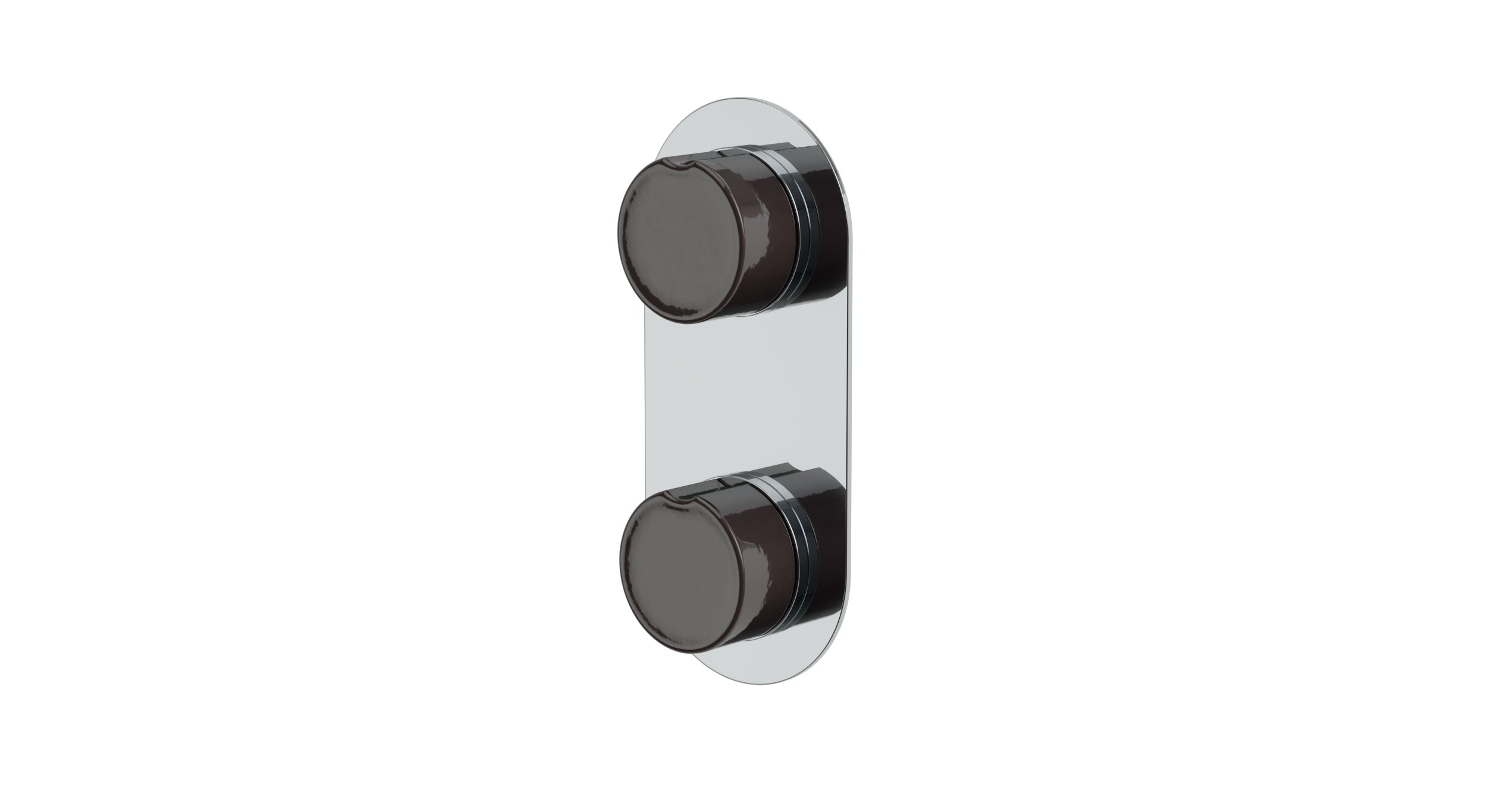 Foundry Two Handle Wall Mount Shower Trim with Groove Ceramic Knob Handles in Polished Chrome