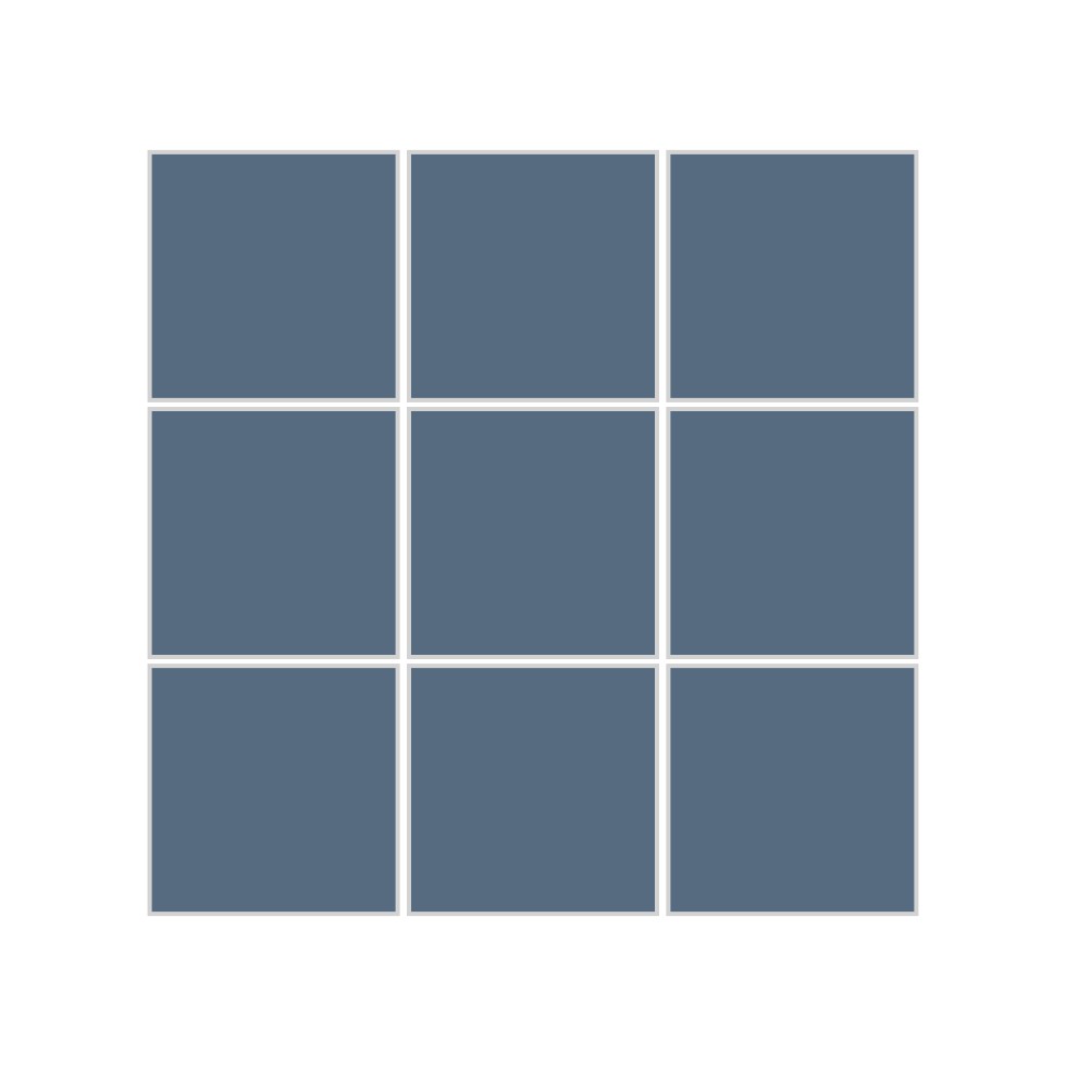 3x3 Straight Set Sheeted Original Ceramic Mosaic Tile in Slate Blue Matte