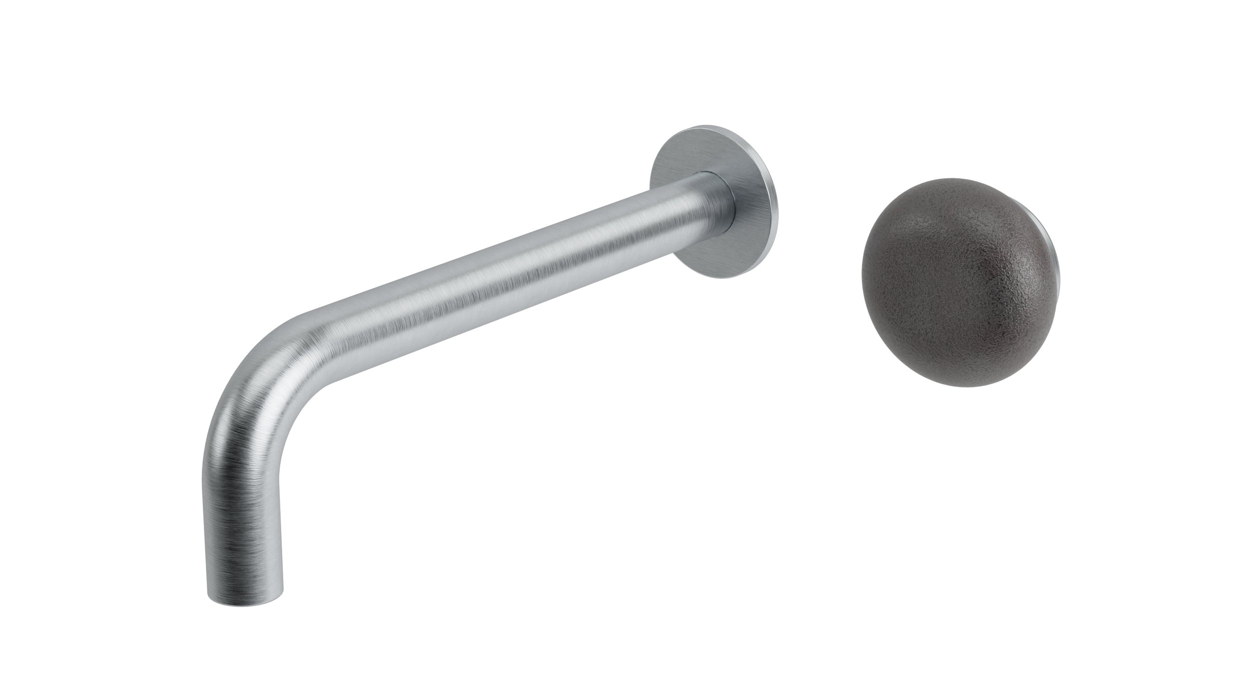 Foundry One Handle Wall Mount 7.5" Lavatory Faucet with Pebble Ceramic Knob Handle in Satin Chrome