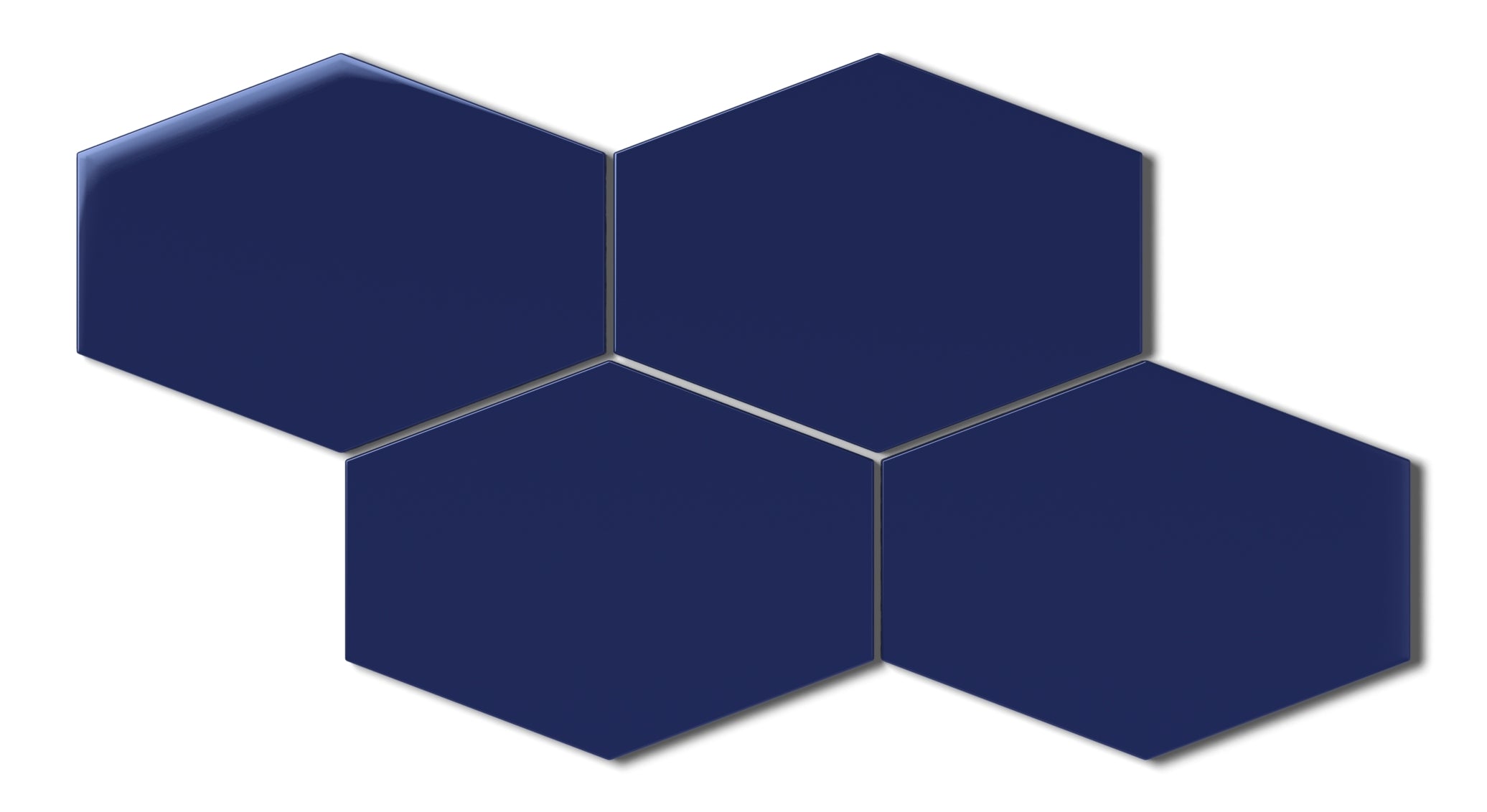 Elongated Hexagon Natural Press Ceramic Tile in Ultramarine Gloss