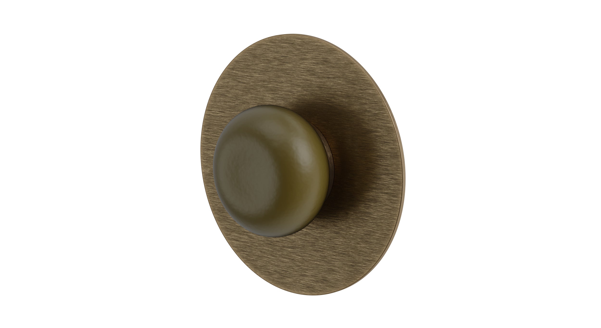 Foundry One Handle Wall Mount Shower Trim with Pebble Ceramic Knob Handle in Antique Brass