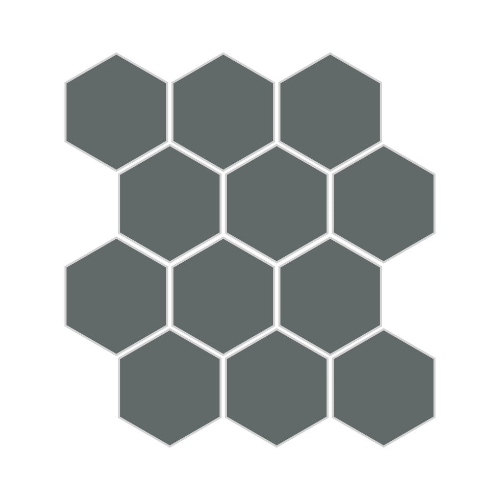 3" Hexagon Sheeted Original Ceramic Mosaic Tile in Flagstone Gloss