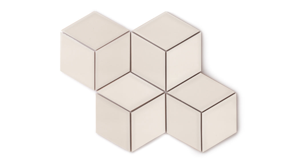 Large Diamond Original Ceramic Tile in Ivory Gloss