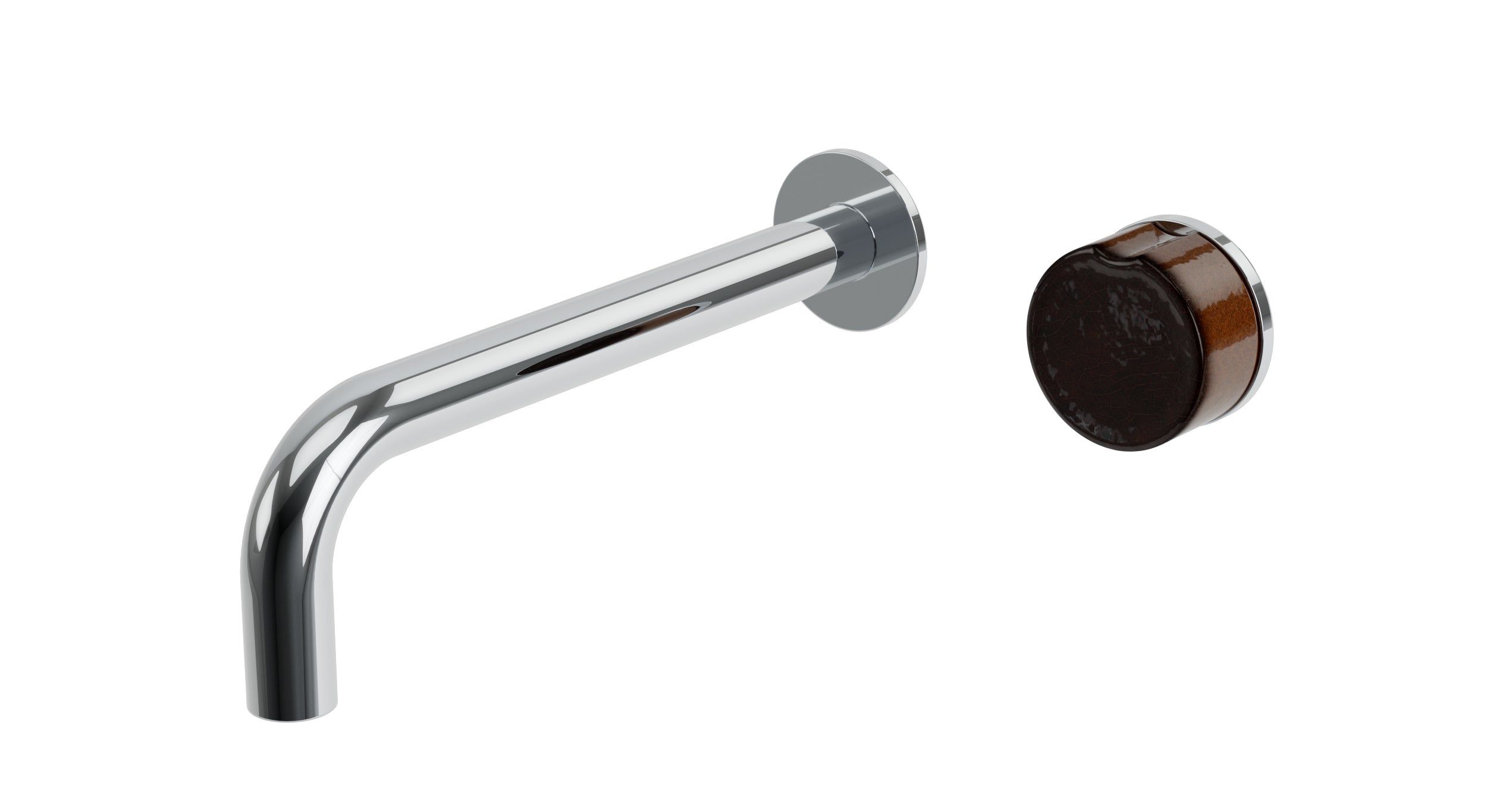 Foundry One Handle Wall Mount 7.5" Lavatory Faucet with Groove Ceramic Knob Handle in Polished Chrome