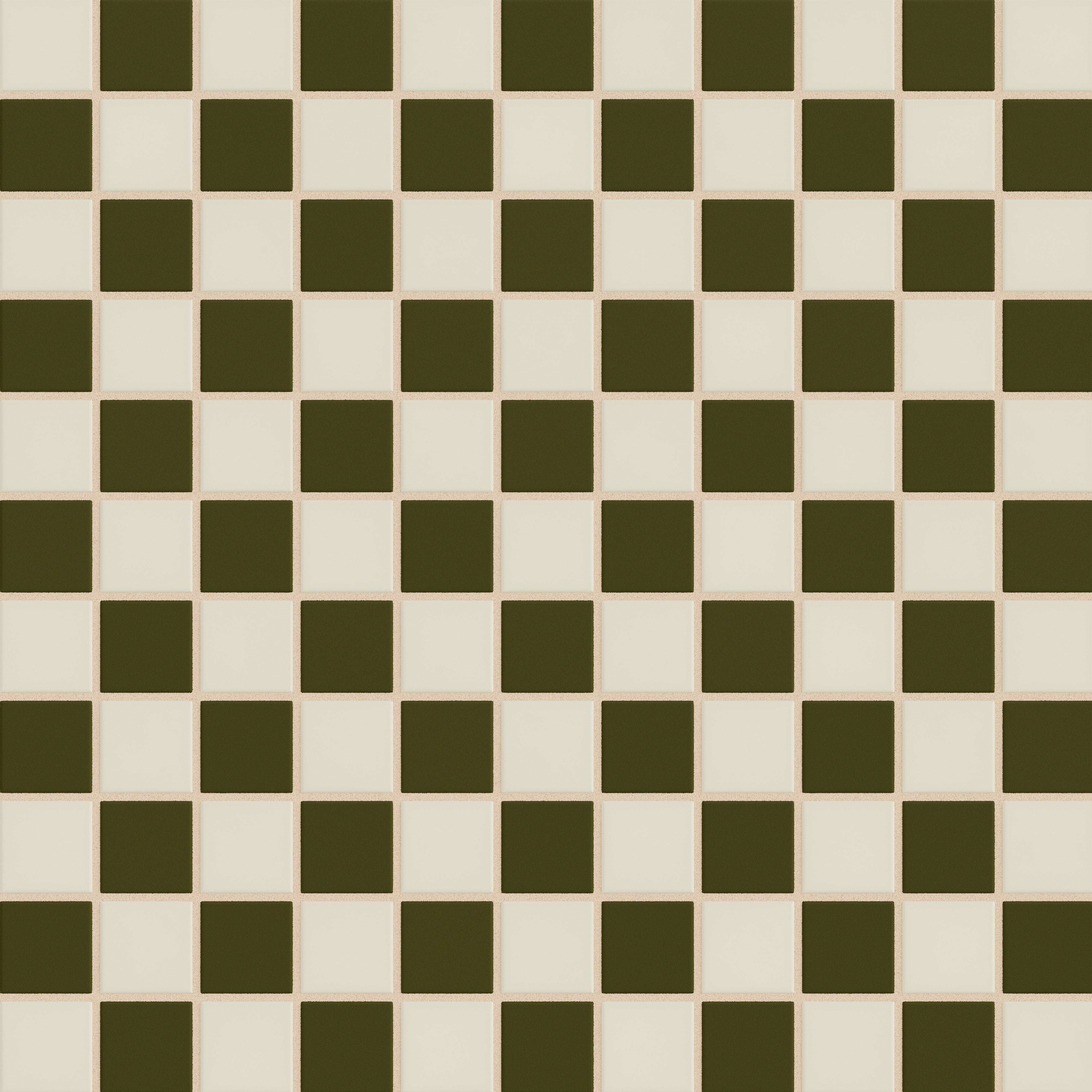2x2 Checkerboard Original Ceramic Tile in Limewash Matte & Bonsai Matte