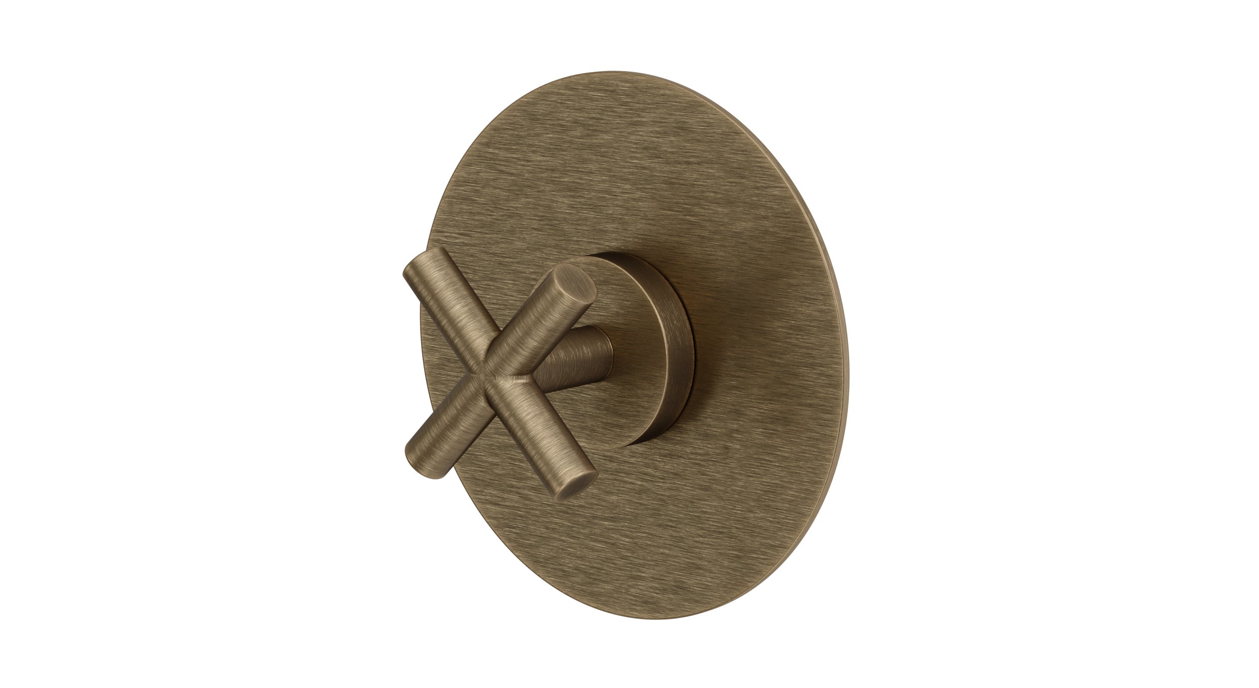 Contour One Handle Wall Mount Shower Trim with Soft Cross Handle in Antique Brass