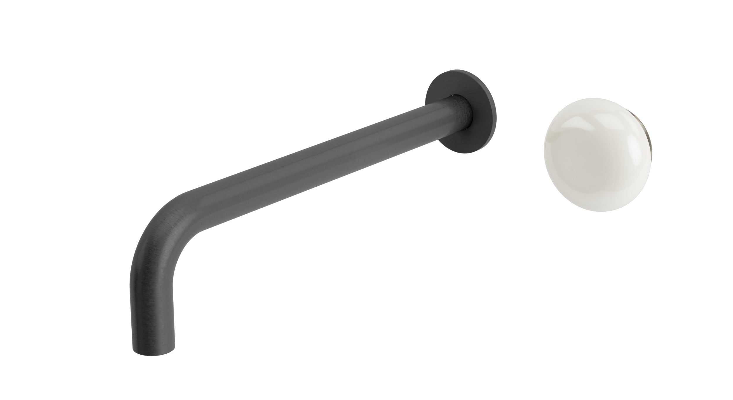Foundry One Handle Wall Mount 10" Lavatory Faucet with Pebble Ceramic Knob Handle in Blackened Nickel