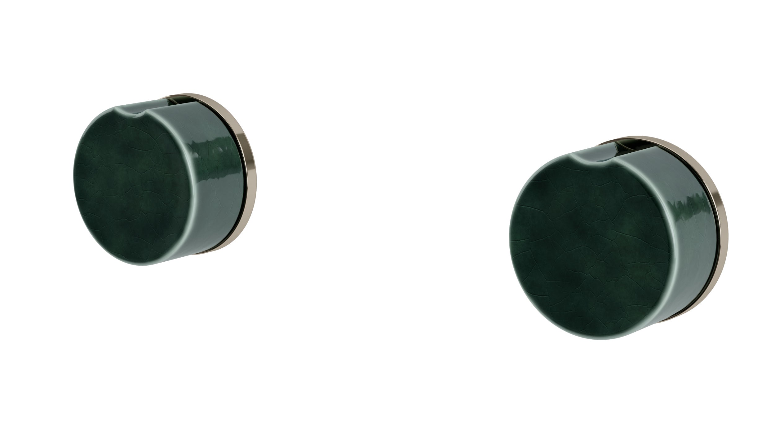 Foundry Two Handle Wall Mount Bath Trim with Groove Ceramic Knob Handles in Polished Nickel