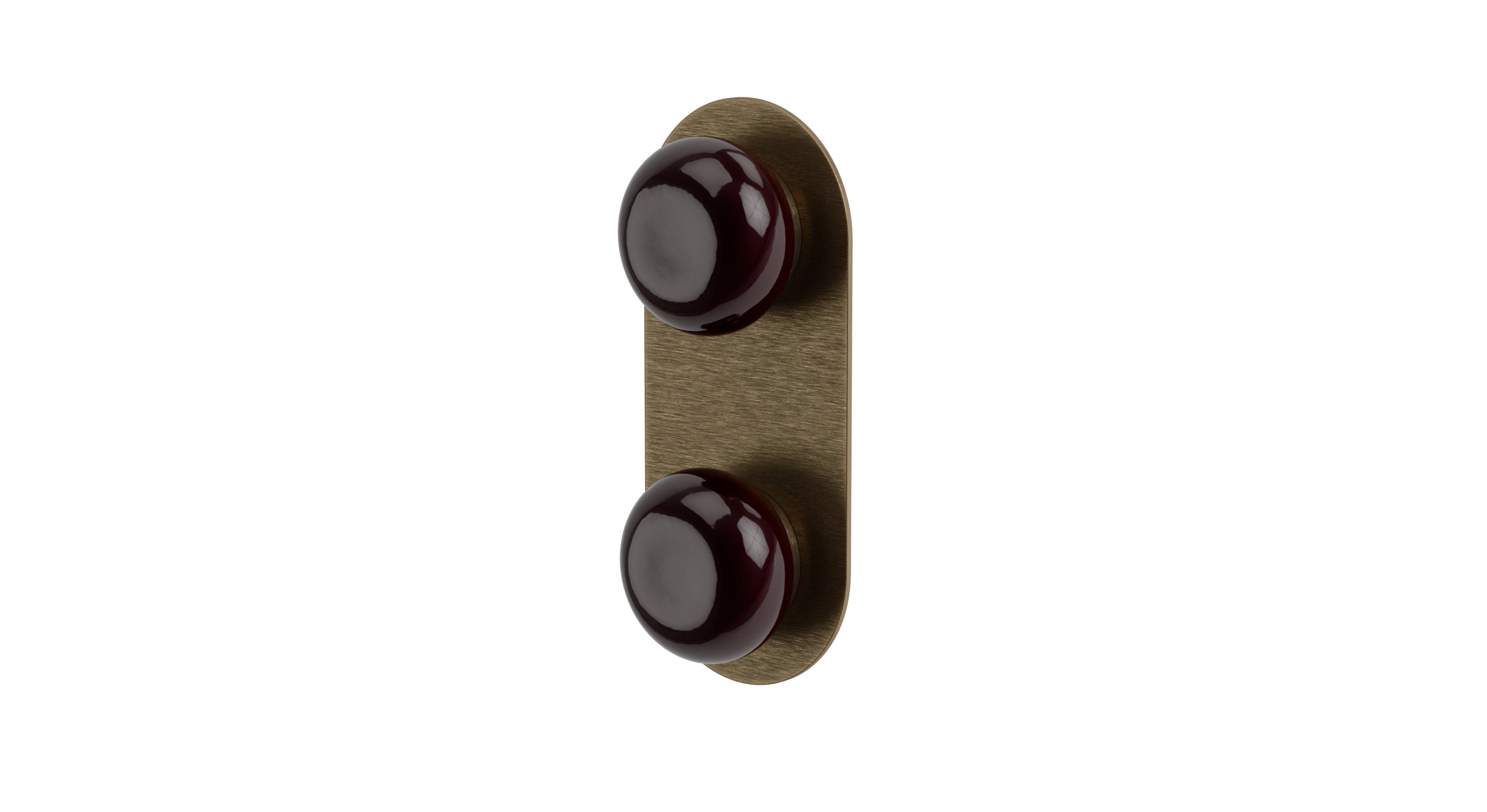 Foundry Two Handle Wall Mount Shower Trim with Pebble Ceramic Knob Handles in Antique Brass