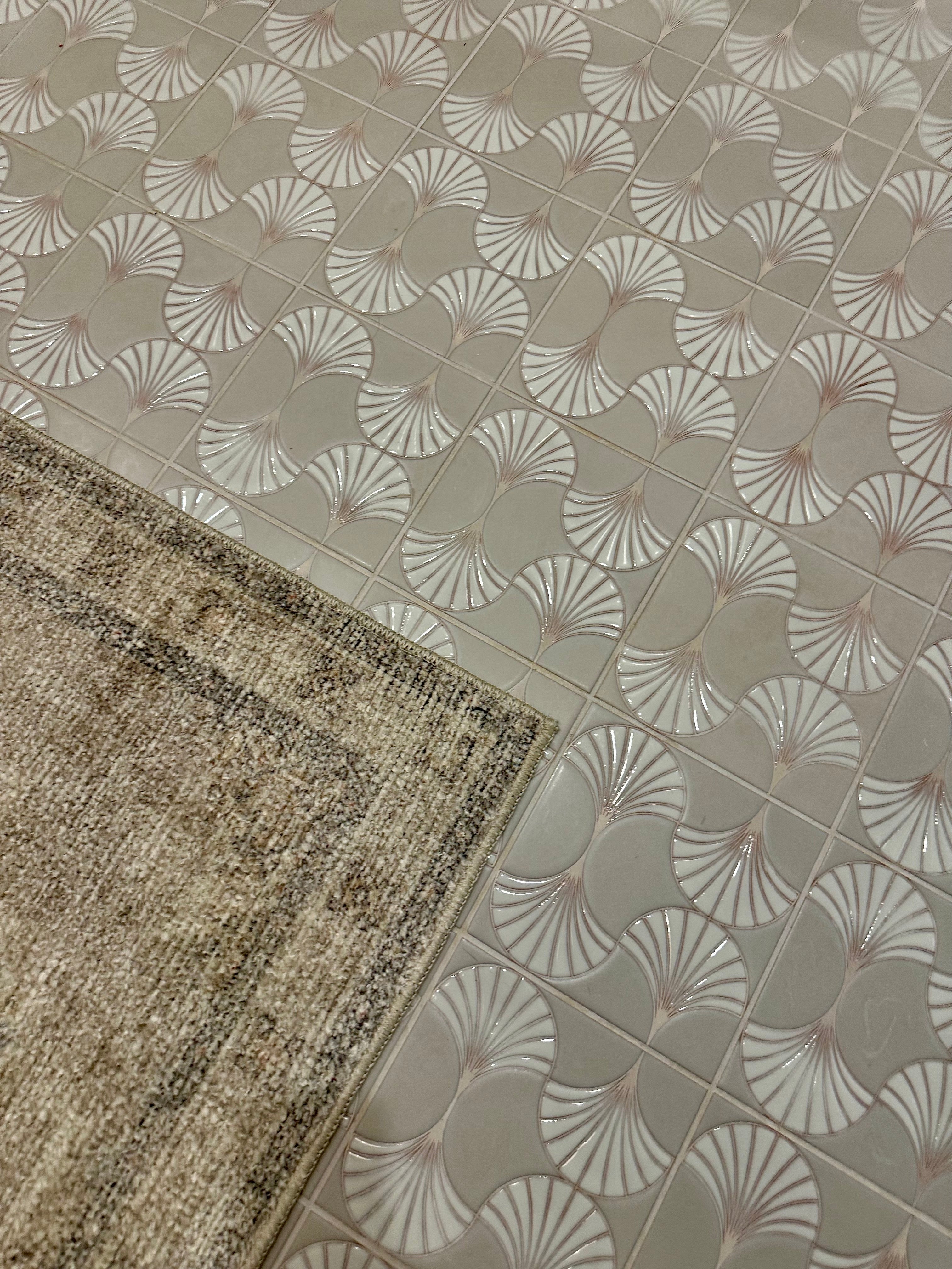 8x8 Handpainted Tile Sensu in Neutral Motif