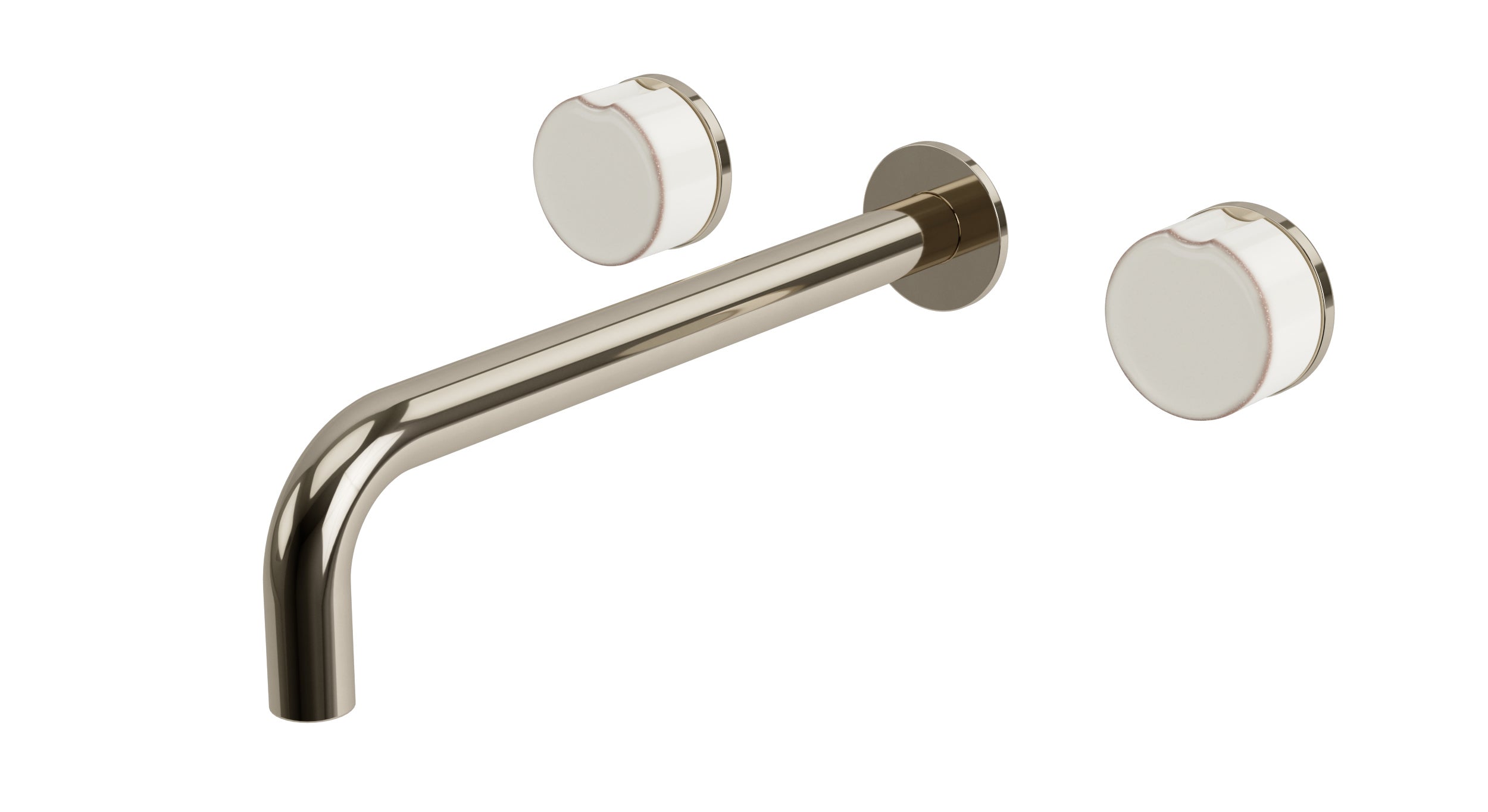 Foundry One Handle Wall Mount 10" Lavatory Faucet with Groove Ceramic Knob Handle in Polished Nickel