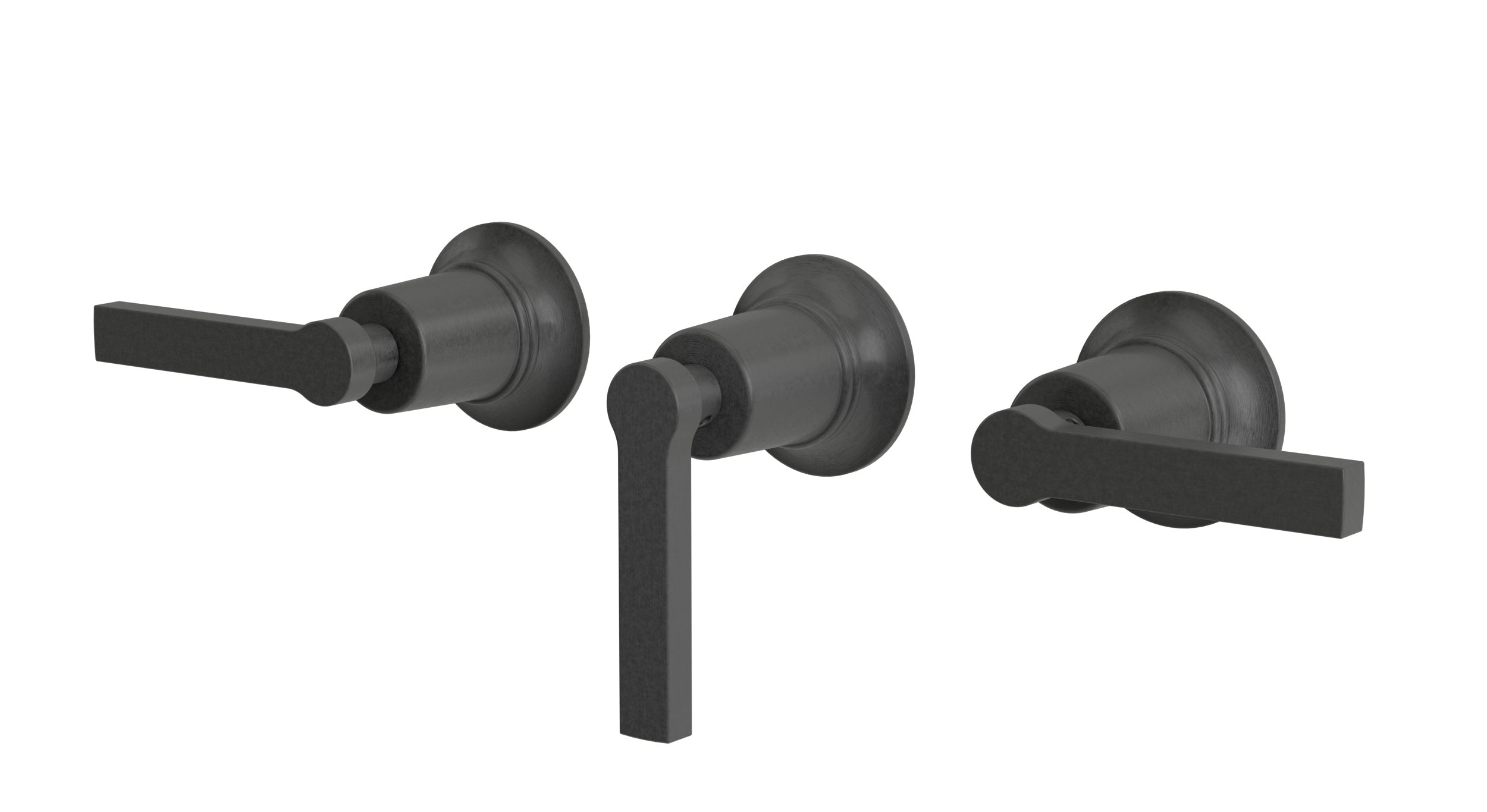 Emerson Three Handle Wall Mount Bath Trim with Diverter/Volume Control and Classic Lever Handles in Blackened Nickel