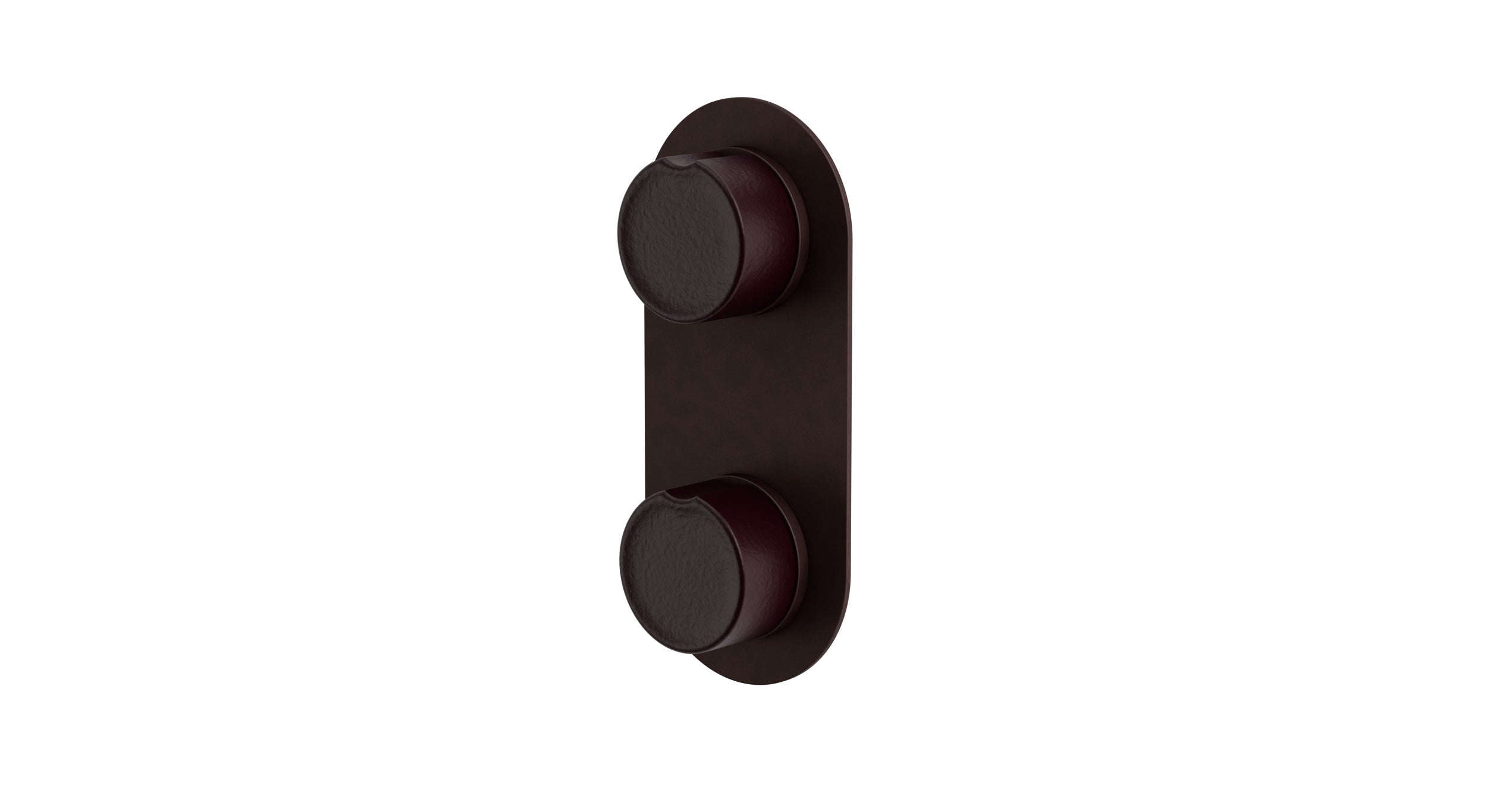 Foundry Two Handle Wall Mount Shower Trim with Groove Ceramic Knob Handles in Architectural Copper