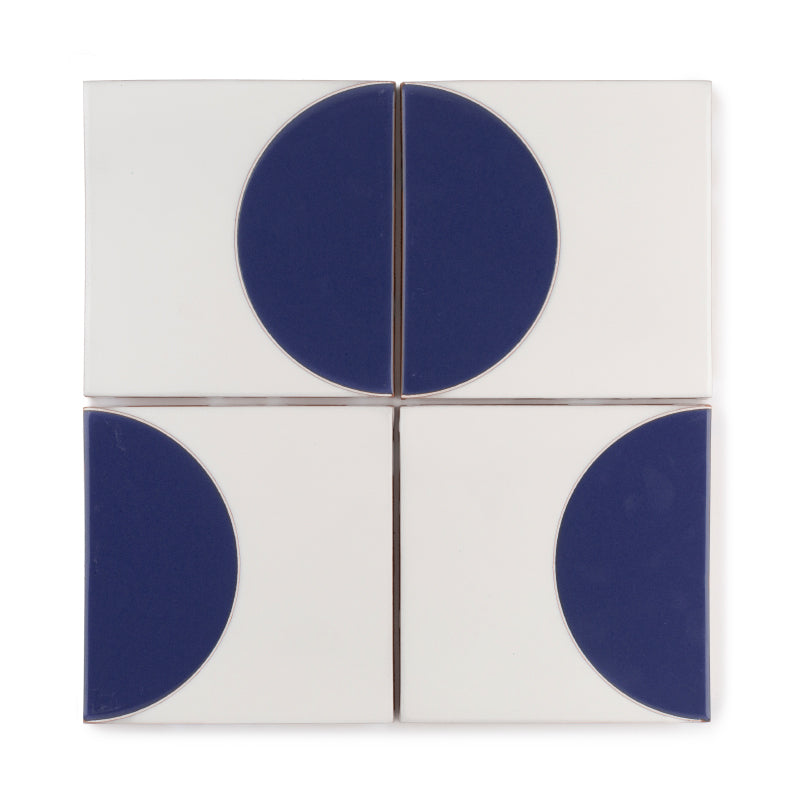 4x4 Handpainted Tile Dot Dash 7 in Lapis