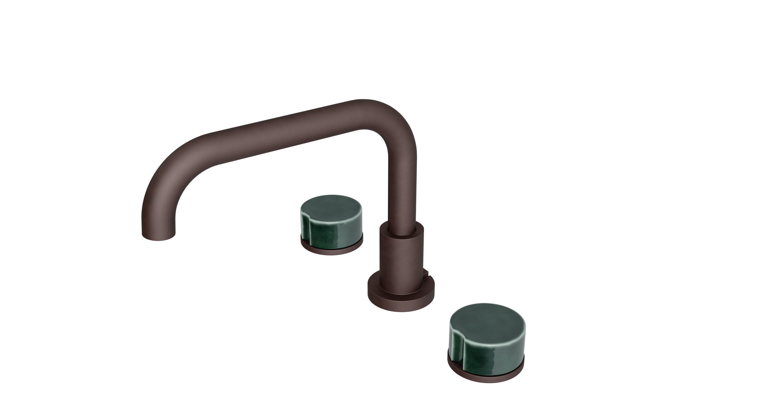 Foundry Two Handle Deck Mount Squaretop Bath Trim with Groove Ceramic Knob Handles in Architectural Copper