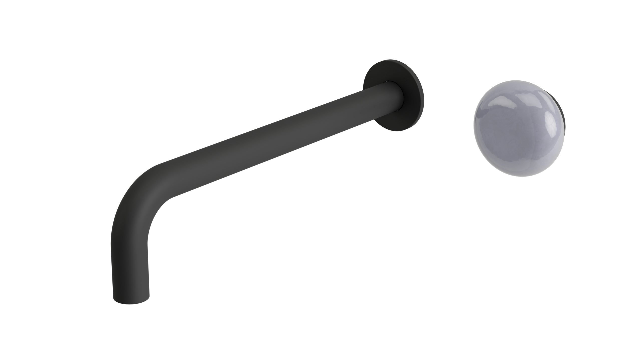 Foundry One Handle Wall Mount 10" Lavatory Faucet with Pebble Ceramic Knob Handle in Matte Black