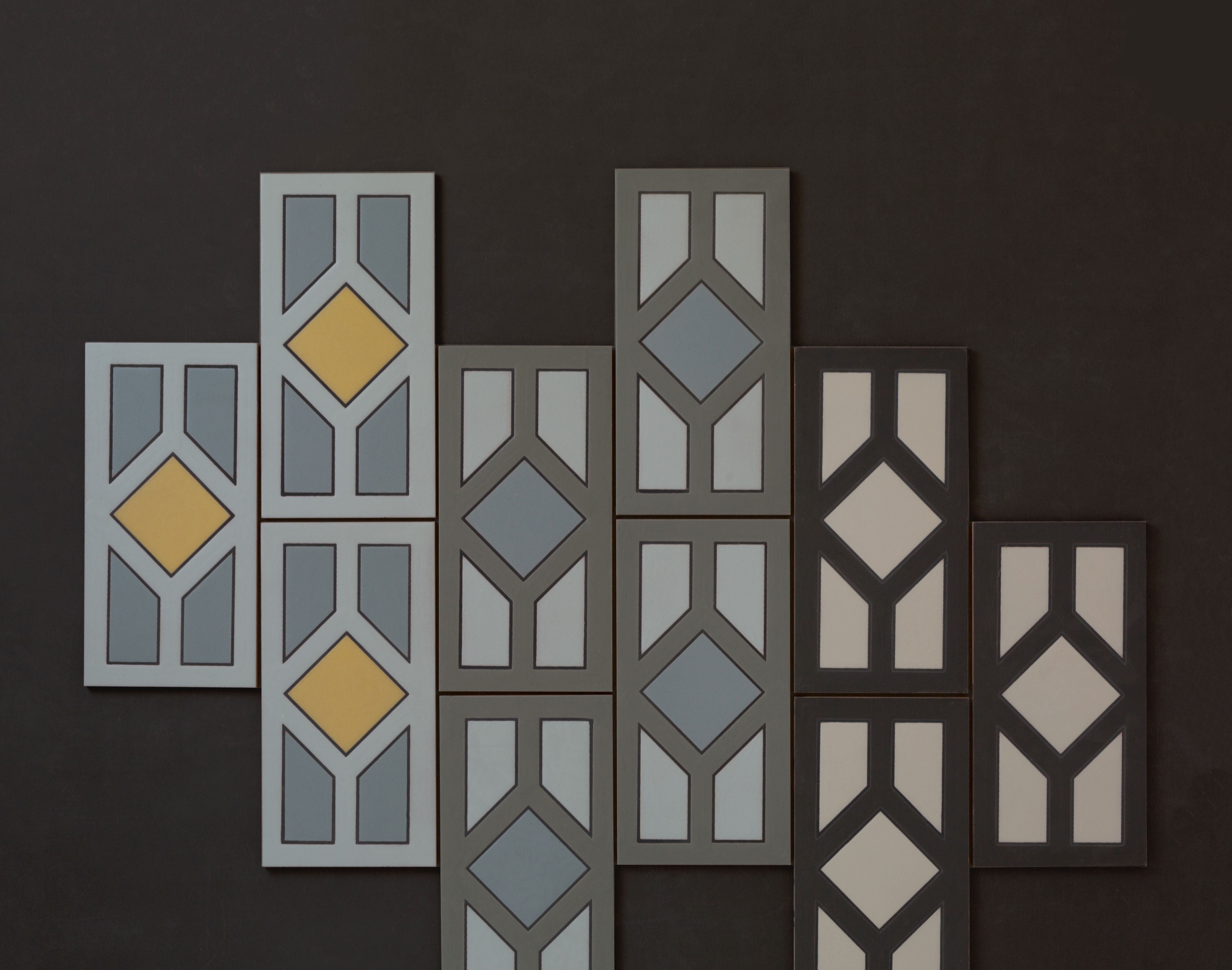 6x12 Handpainted Tile Chicago in Yellow Motif