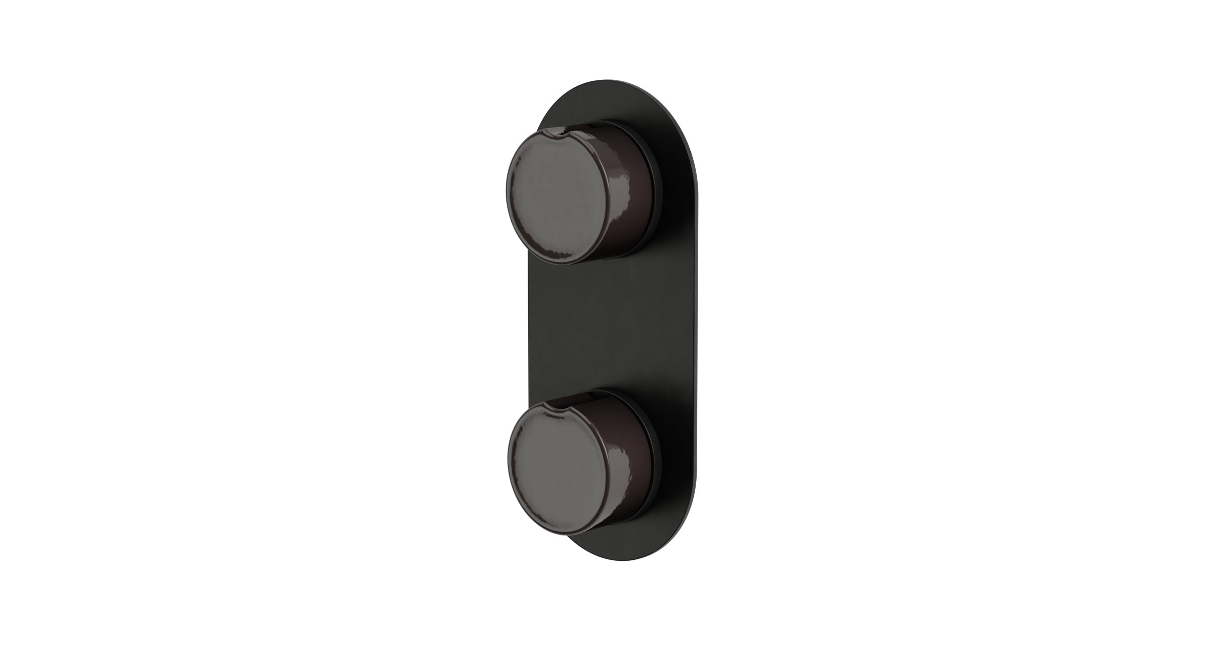 Foundry Two Handle Wall Mount Shower Trim with Groove Ceramic Knob Handles in Oil Rubbed Bronze